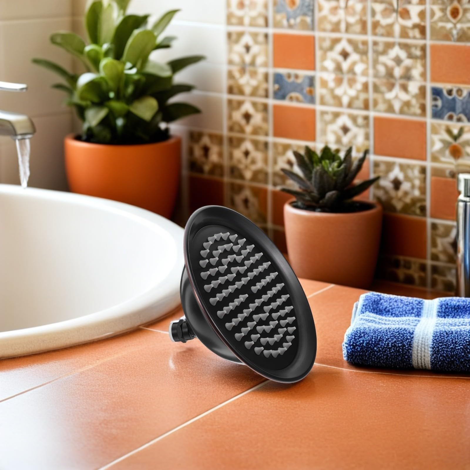 Cabezal de Ducha de Cobre Negro Gran Campana, Vintage para Baño