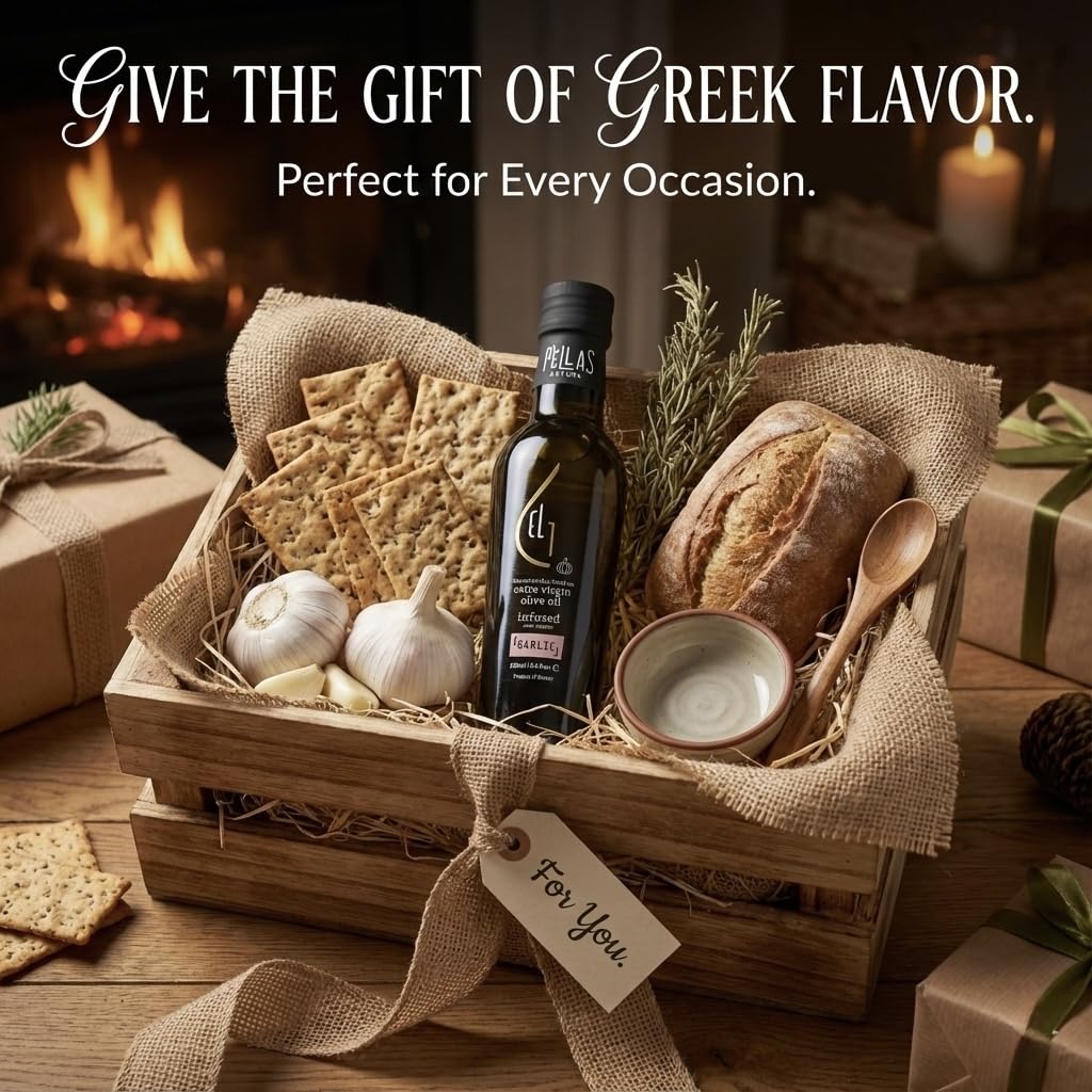 Pellas Nature, Organic Garlic Infused Greek Extra Virgin Olive Oil, Gold Award, Kosher, 8.5 oz. (250 ml), glass bottle (Garlic) - Image 5