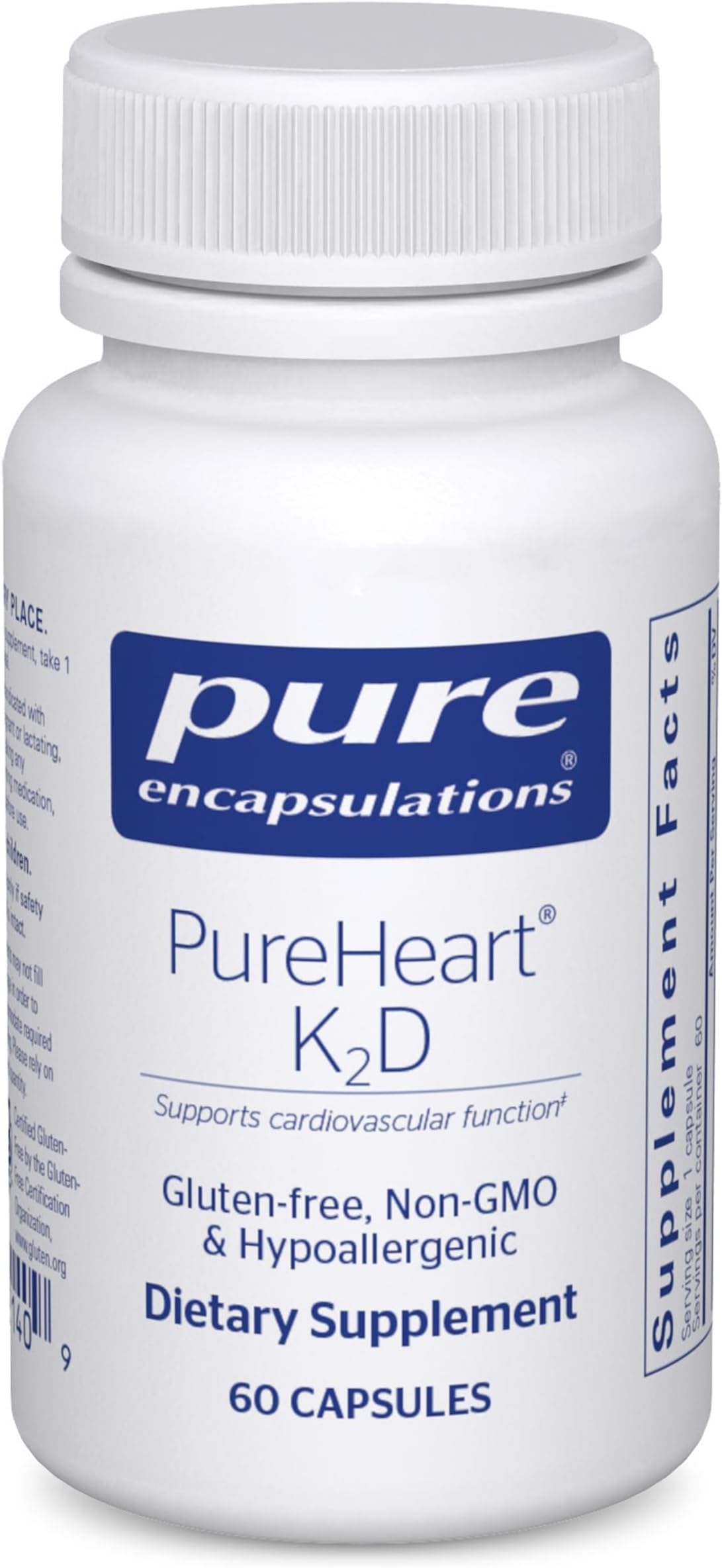 PureHeart K2D - Heart Health Supplement* - with Vitamin K2 & D3 - Cholecalciferol Vitamin D & MK-7 - Non-GMO & Vegetarian - 60 Capsules
