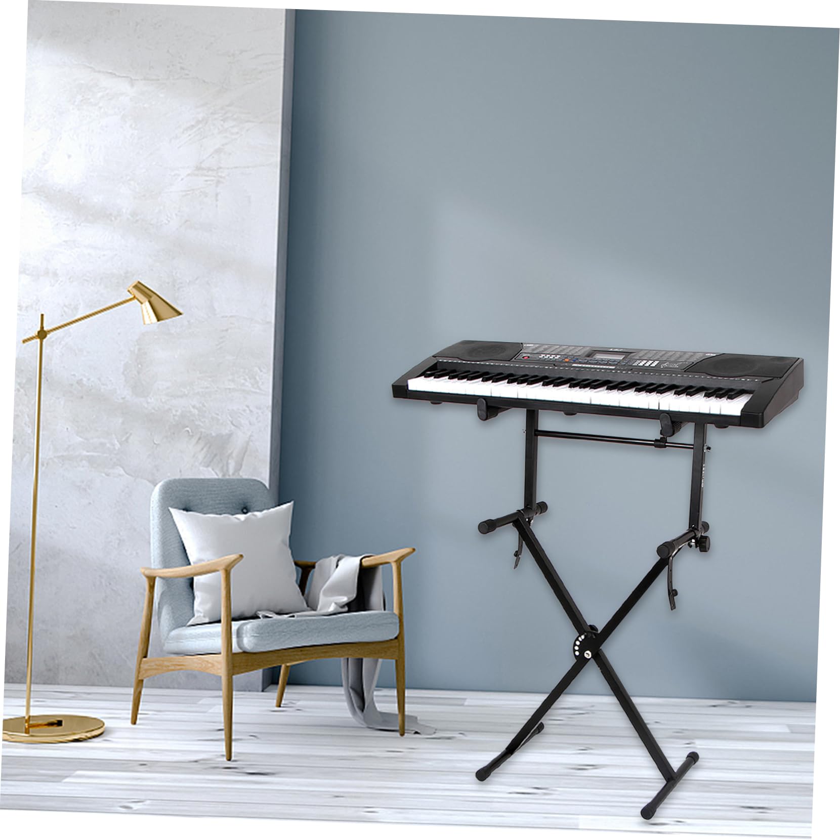 VANZACK Electric Keyboard Stand Height Rack for Piano Sturdy Construction with Pad for Stability Portable Folding Design for Easy