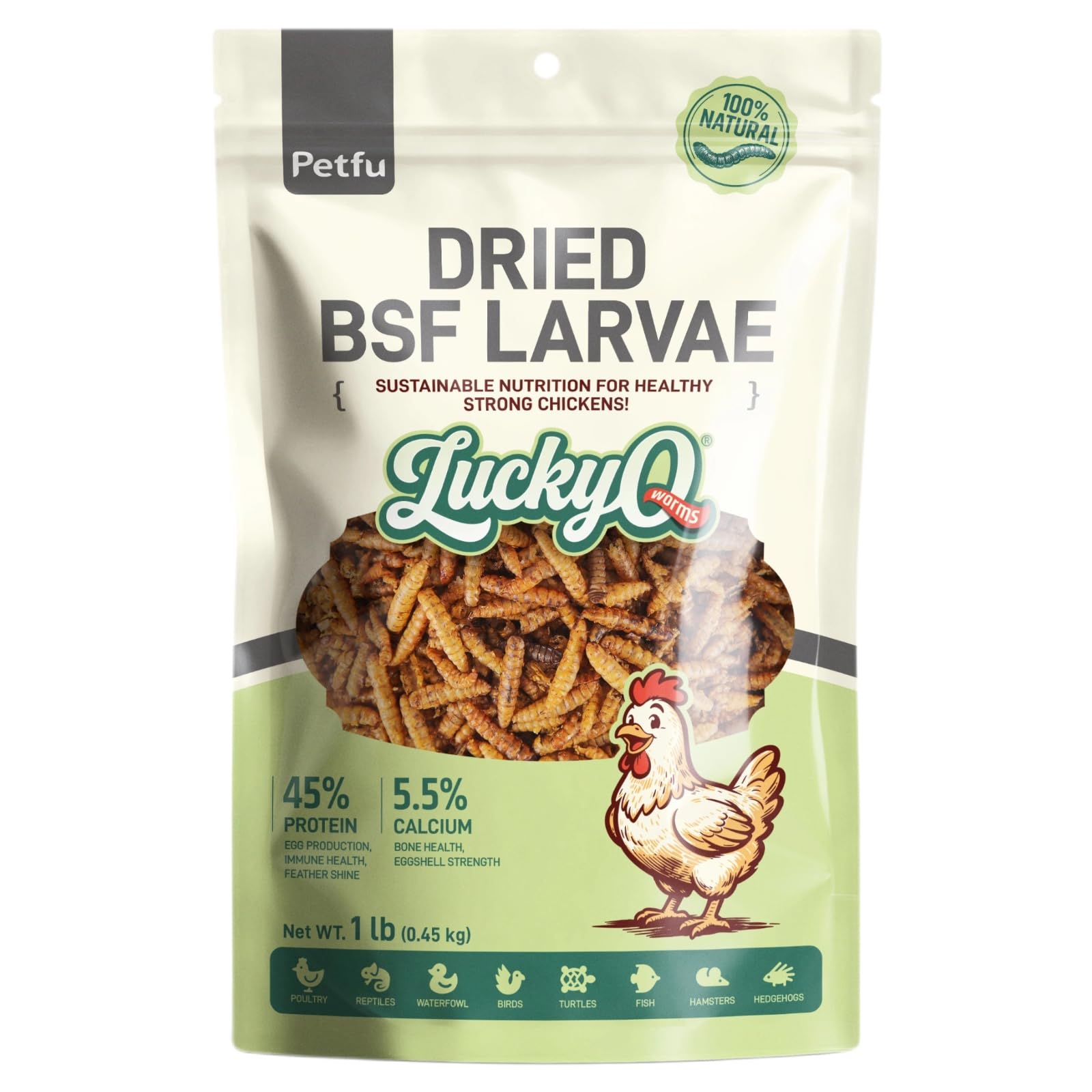 Dried Black Soldier Fly Larvae for Chickens Duck, 1 lb