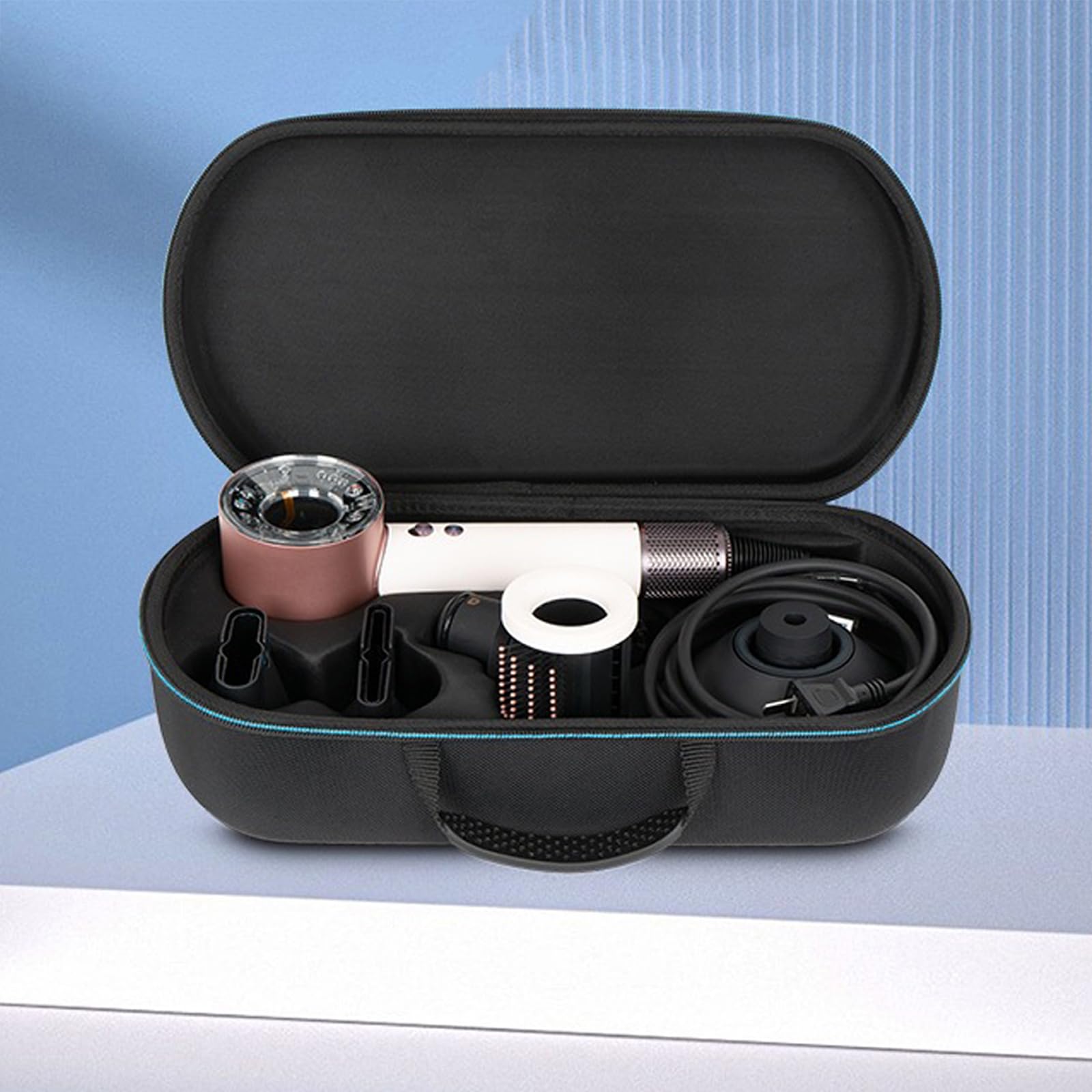 Reiseetui für Dyson Supersonic Nural Haartrockner, harte tragbare Tragetasche, Reise-Aufbewahrungstasche für Dyson Supersonic Nural HD16, HD15, HD08, Aufsatzzubehör, Schwarz