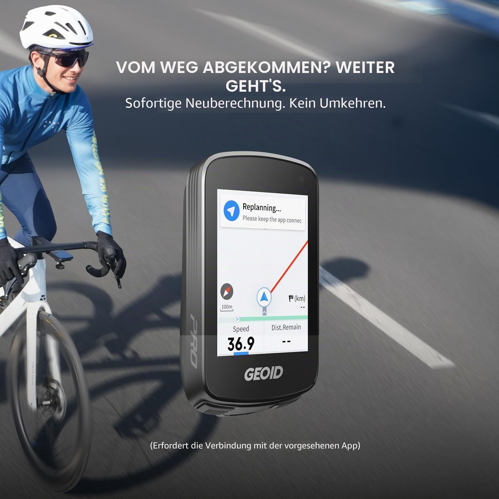 GEOID CC700 Fahrradcomputer mit Halterung Set – 2,8" Farbdisplay GPS