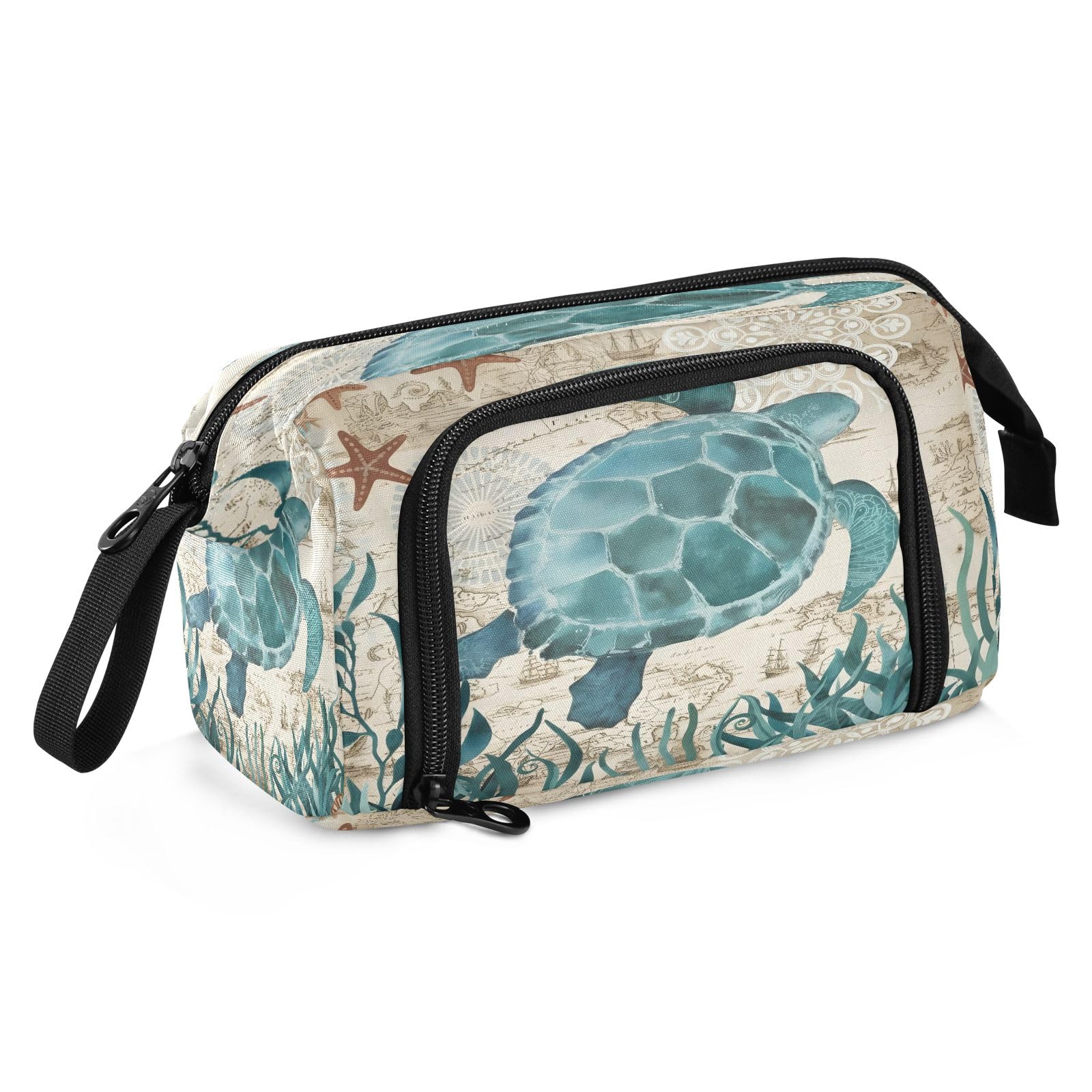 Mnsruu Big Capacity Pencil Case Ocean Turtle Sea Pouch Pen Case Pencil Box Stationery Bag Makeup Bag Office Organizer for Adults