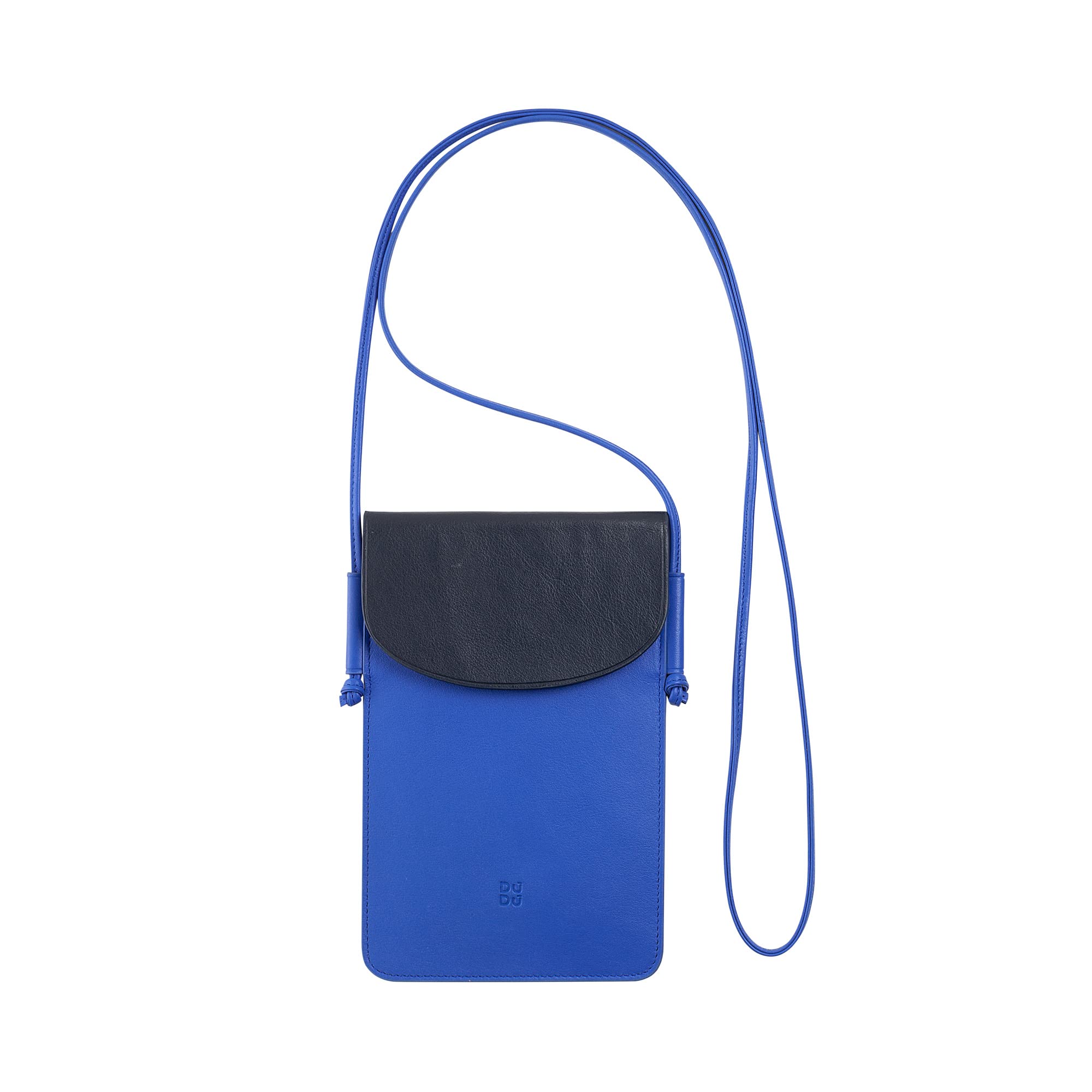 DUDU Custodia Porta Cellulare da Collo in Pelle, Astuccio Porta Smartphone fino a 6,7 Pollici con Bottone, Laccio Tracolla Regolabile, Design Sottile Navy