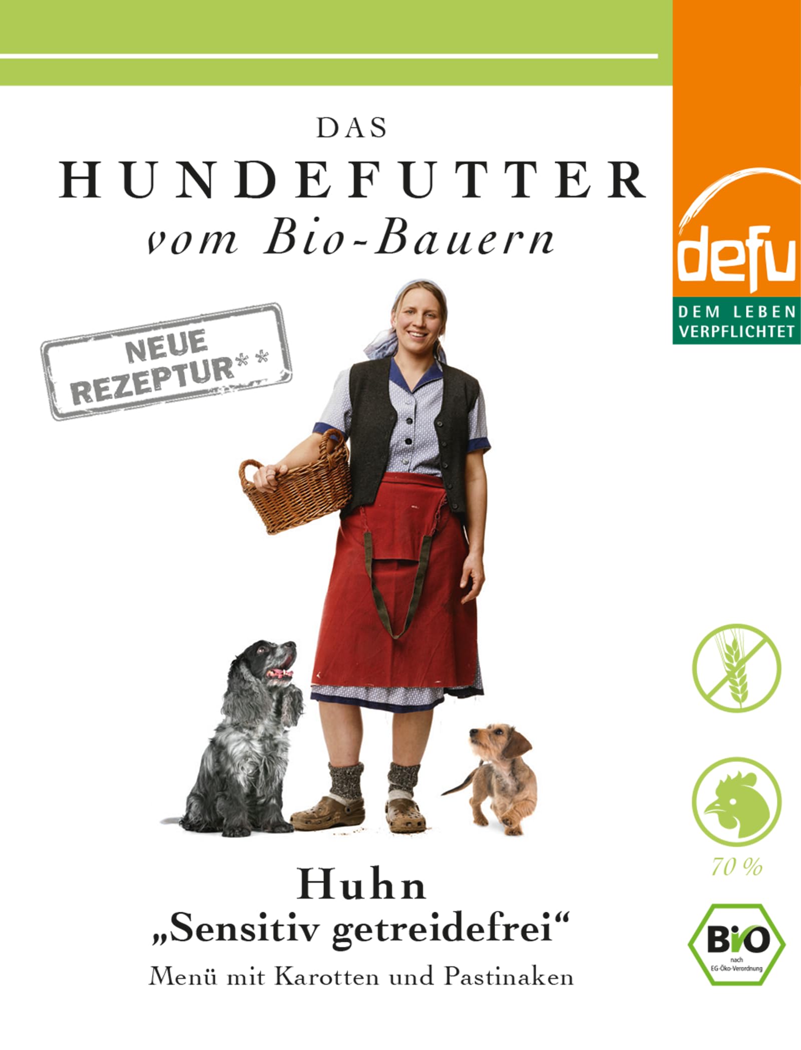 defu Hundefutter | 12 x 410 g | Bio Huhn Sensitiv getreidefrei | Premium Bio Nassfutter Menü | Alleinfuttermittel für Hunde