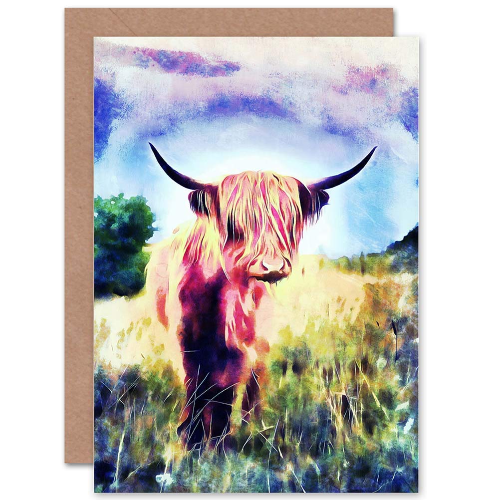 Wee Blue Coo PHOTO FARM LIVESTOCK ANIMAL HIGHLAND COW CALF SCOTLAND GREETINGS CARD