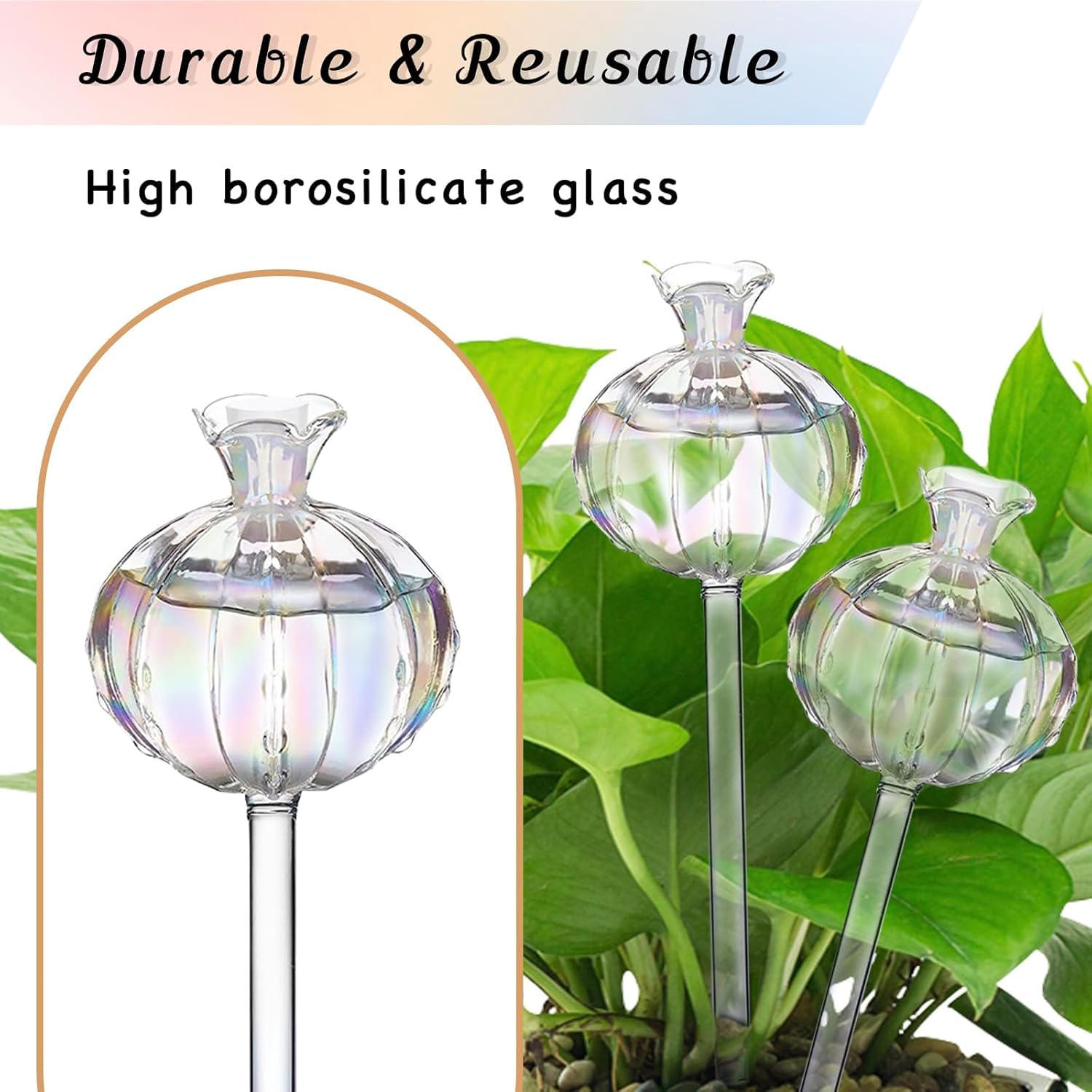Ampoules d'arrosage automatiques, 4 pièces Boules d'arrosage Cactus Boules d'arrosage en verre colorées Ampoules d'arrosage automatiques Dispositifs d'arrosage pour plantes d'intérieur, jardin
