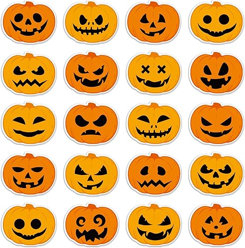 20 calcomanías de gel grueso de calabaza de Halloween para decoración de ventana de Halloween, calabaza de Halloween, calcomanías de gel para