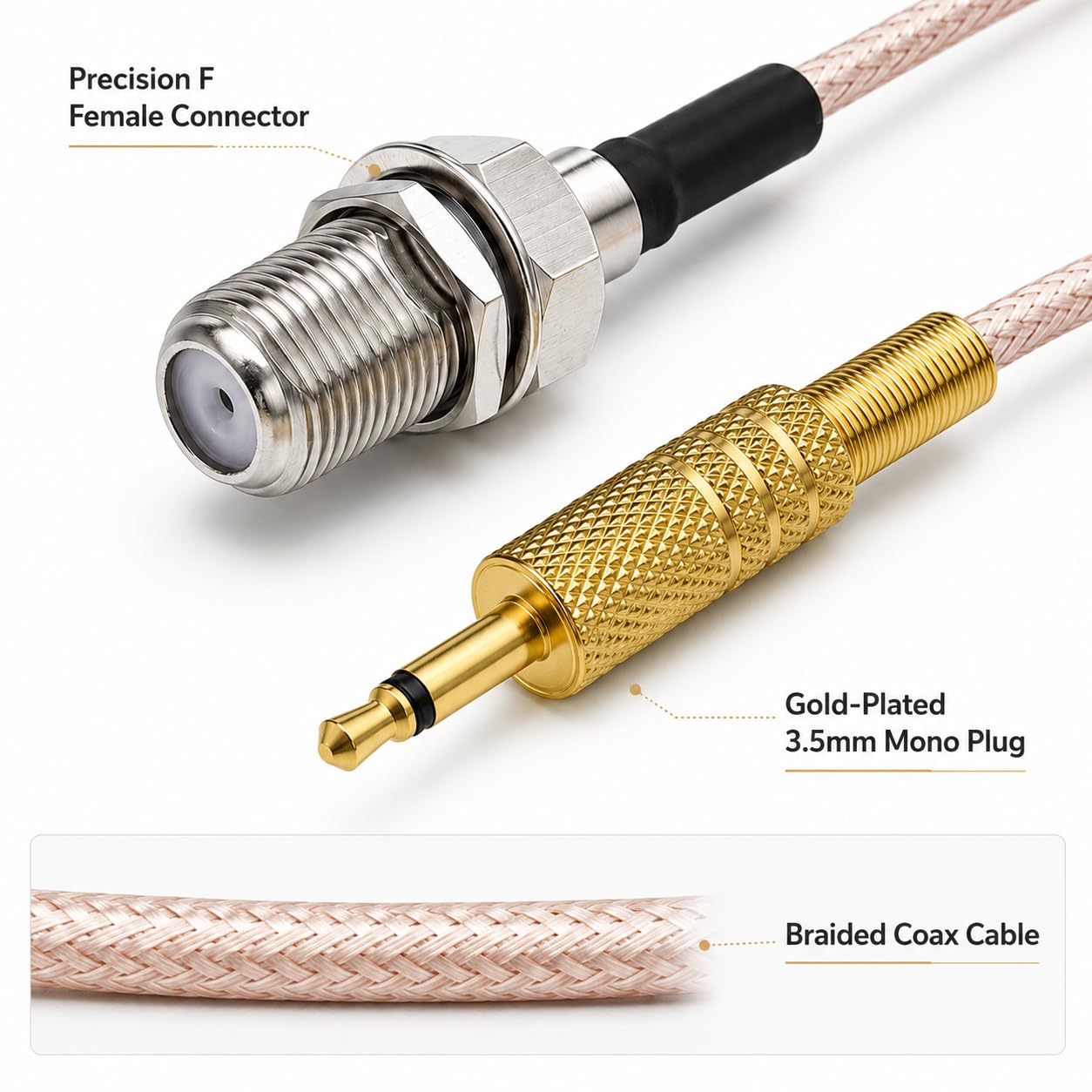 Cavo di prolunga per antenna da 3,5 mm, tipo F femmina a 1/8" maschio da 3,5 mm