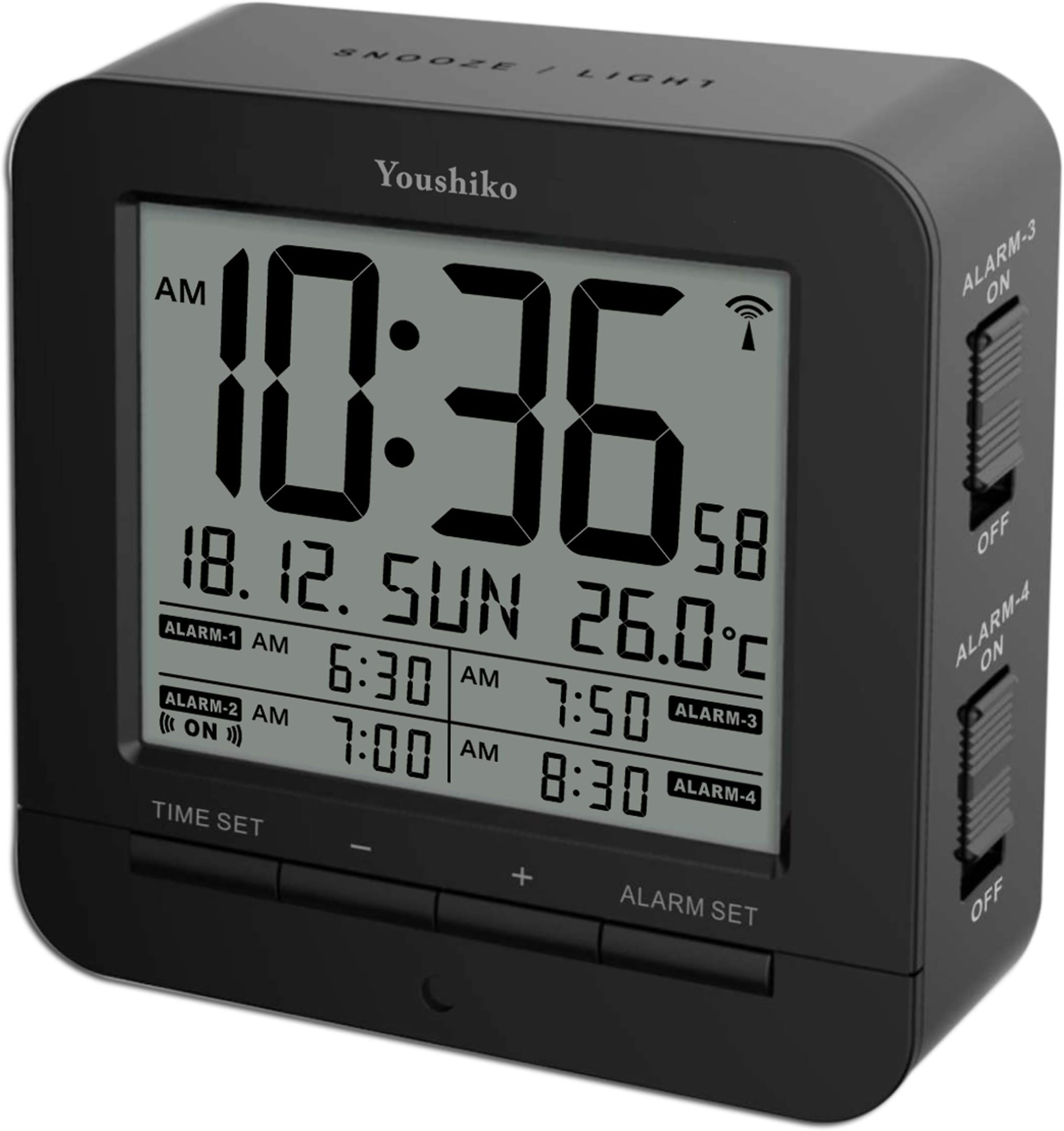 Youshiko Radio Controlled Wall Clock – Jumbo LCD With Temperature & Humidity Display 9 thumbnail image