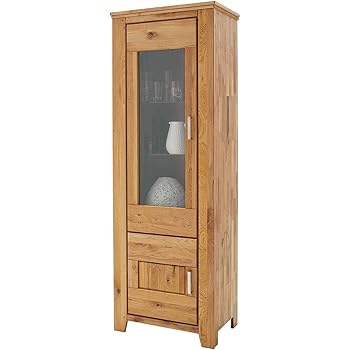 Mobel Ideal Vitrine Wildeiche Massivholz Schrank Eiche Massiv 2 Turen H5 X 2 X T45 Cm Natur Geolt Amazon De Kuche Haushalt