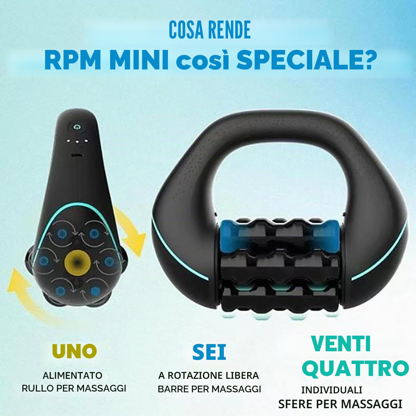 Massaggiatore Elettrico A Rullo Manuale,massaggiatore Anticellulite,Rullo Massaggiante Elettrico Con Manico,Maniglie Multiple Ergonomiche, 3 Livelli Di Intensità E 24 Pulsanti Massaggio(A)