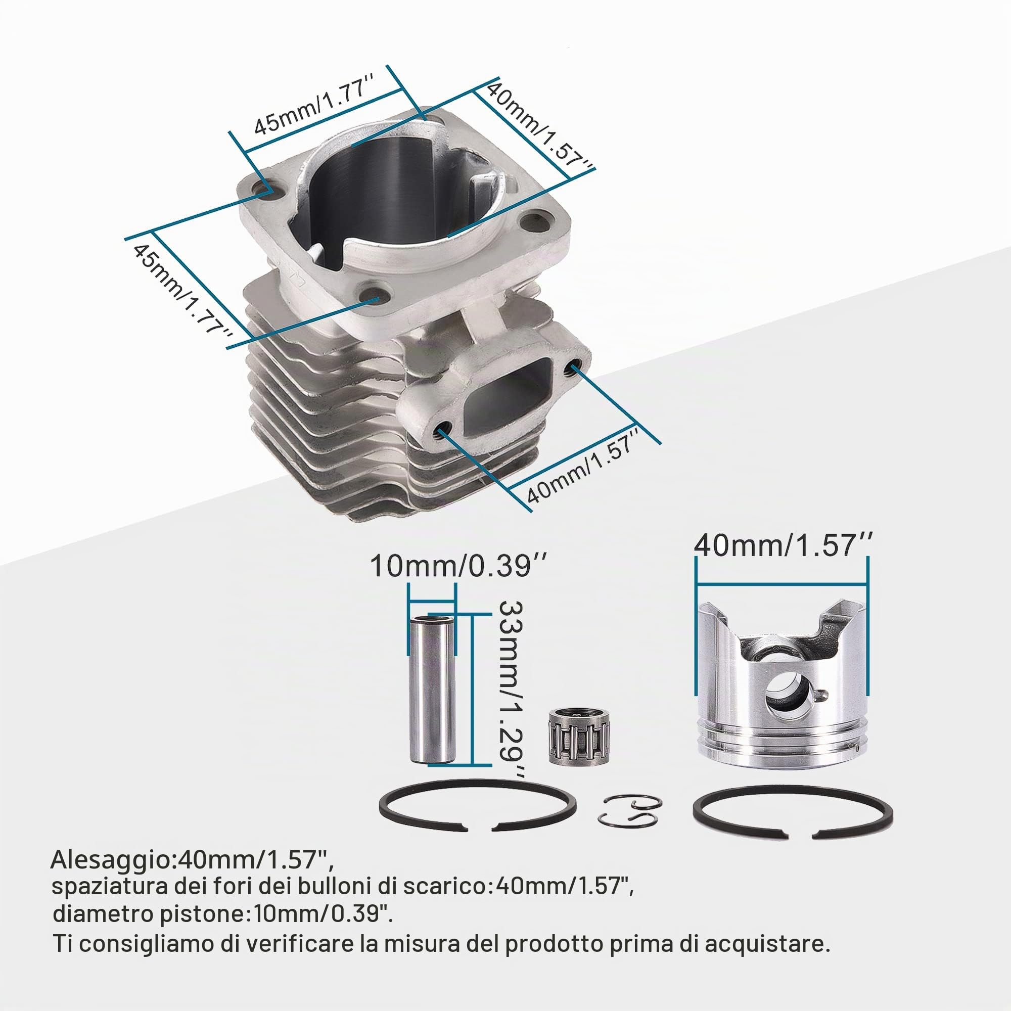 GOOFIT 40mm 40-6 Kit Anello pistone Testa Cilindro Sostituzione per 47cc 49cc 2 Stroke Engine Mini Dirt Bike ATV Quad Pocket Bike