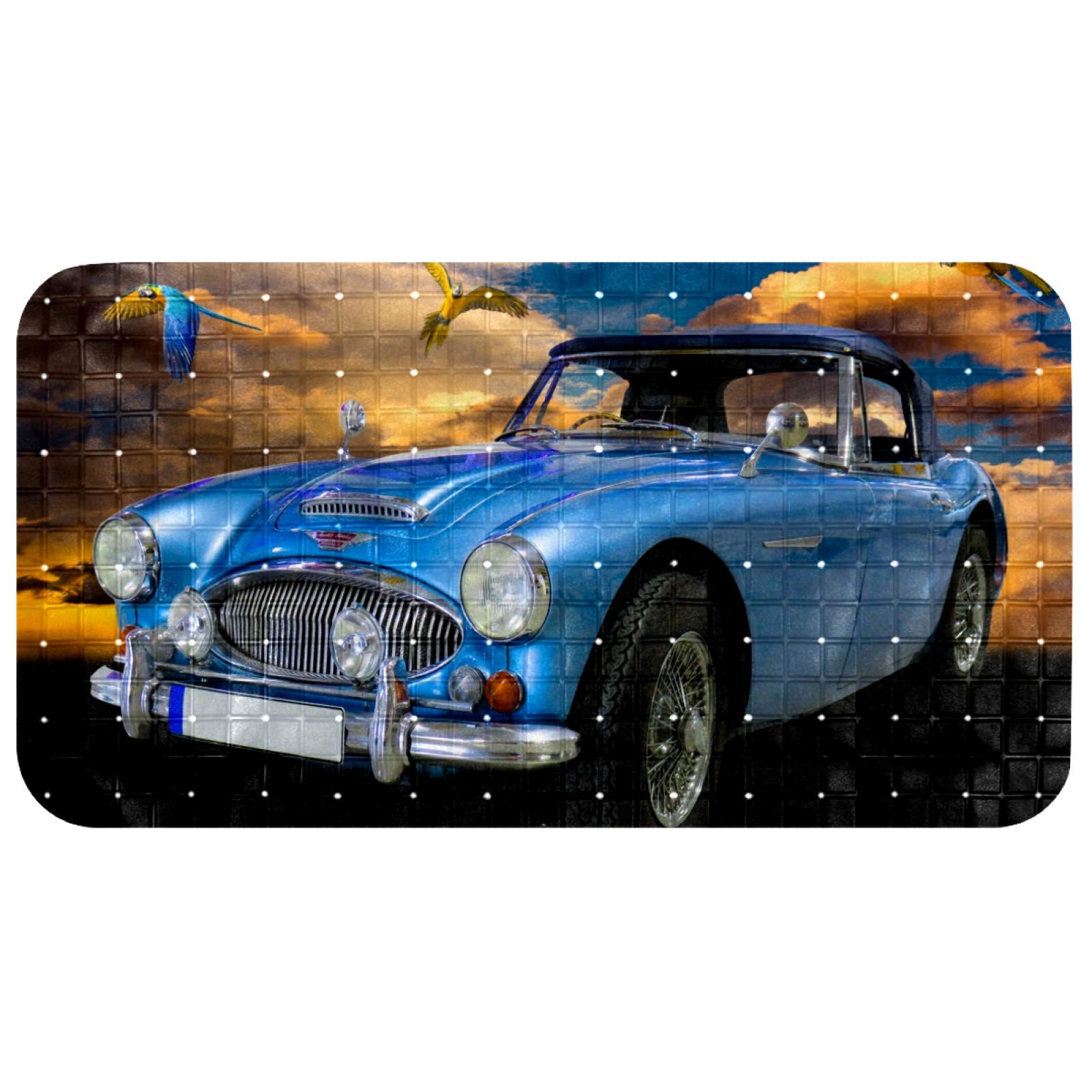Alfombra de bañera para bebé Bennigiry antideslizante con ventosas de 35x66 cm diseño de coche