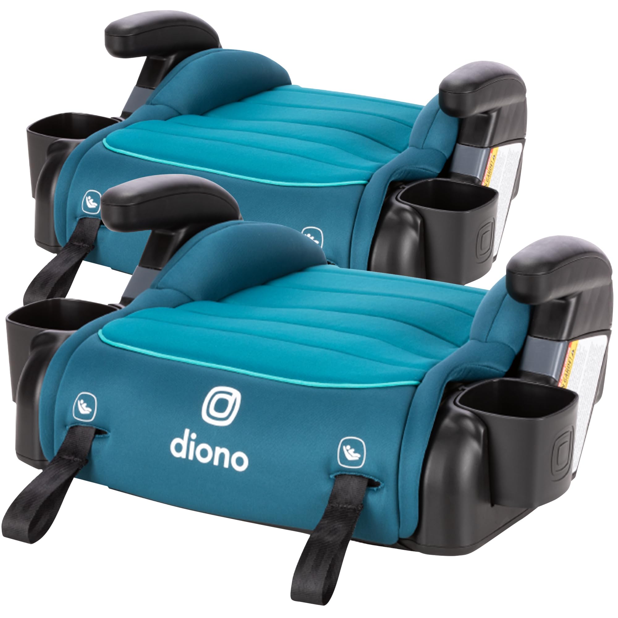 DionoConnect3 RXT Backless Booster, Pack of 2, Slim Fit 3-Across in Many Mid-Sized Sedans and SUVs, for Children from 40-120 lbs., Lightweight with Latch connectors, Blue Razz Ice