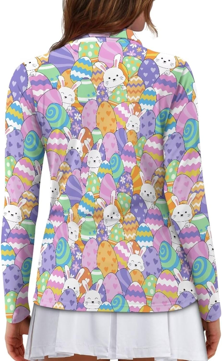 Golf Shirts for Women Long Sleeve Zip Up V-Neck Golf Tennis Shirt Womens Pullover Tops - Image 2