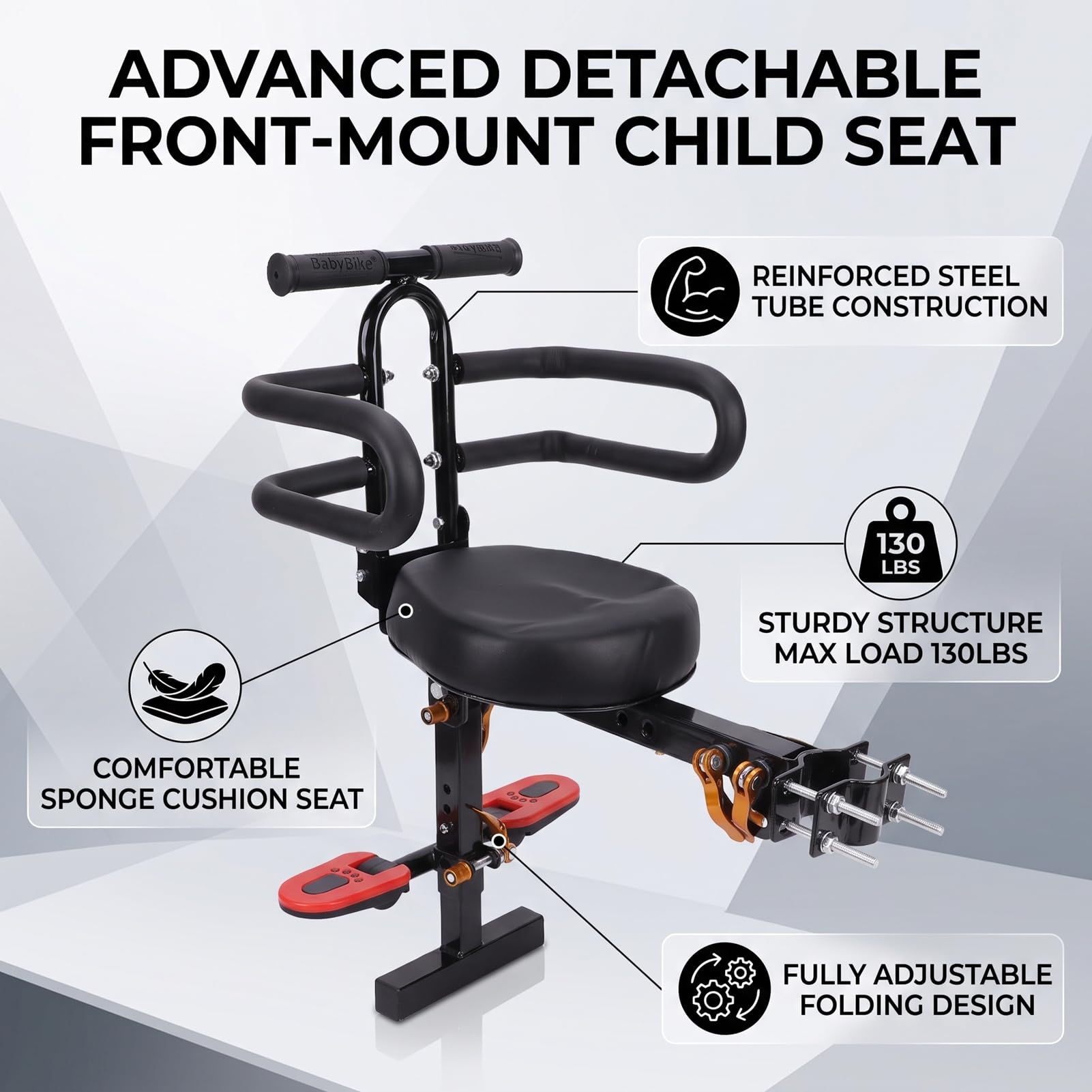 Ausla Seggiolino per Bambini da Bici Anteriore Pieghevole