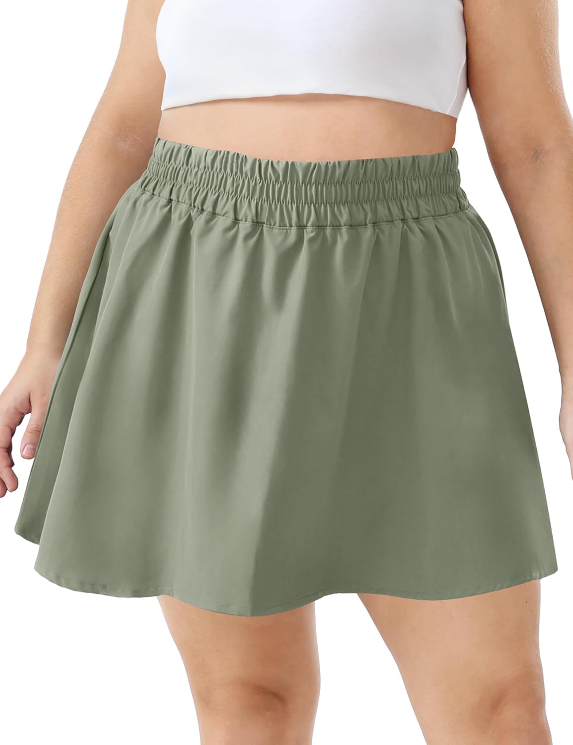 FOREYOND Plus Size Skorts for Curvy Women High Waisted Golf Tennis Skirts with Pockets Workout Athletic Skort Skirt