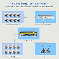 Vista 7 de [Vista amplia de 121°] Sistema de cámara de seguridad Hiseeu 4K PoE, 8 cámaras PoE de 5MP para exteriores e interiores, detección de humanos