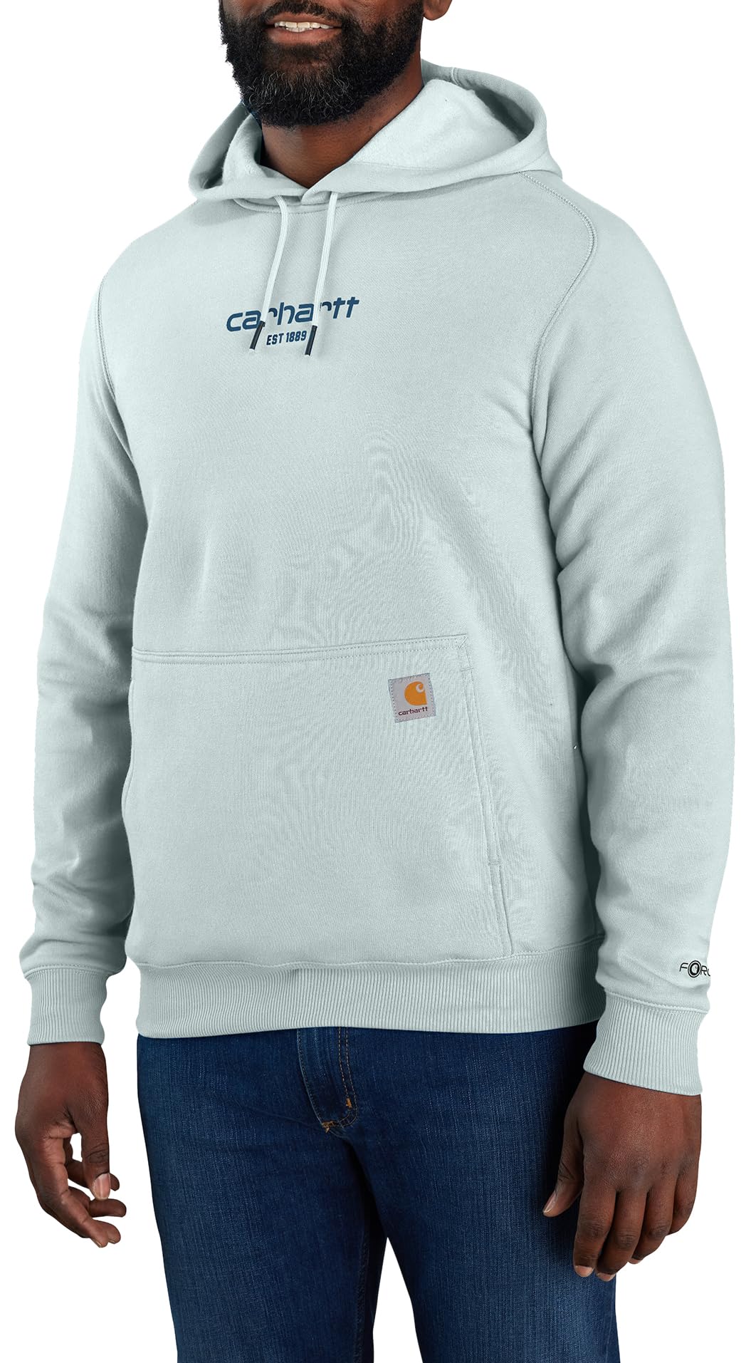 Carhartt Męska bluza Force Relaxed Fit Lekka bluza z grafiką z logo, Kropla rosy, L wysoki
