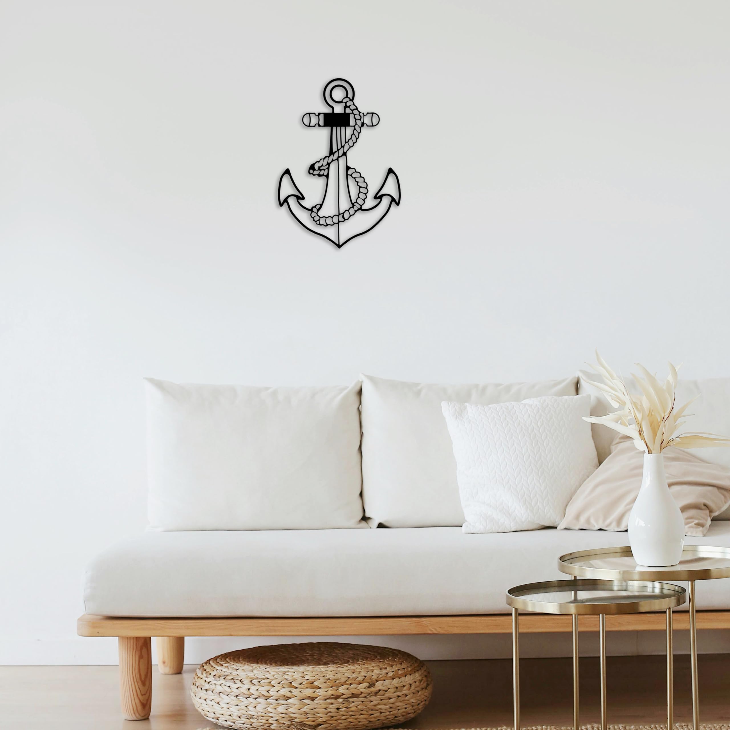WEHUKOR Anchor Metal Wall Hanging Arts Home Decor, Durable, good ambience Metal Wall Art For Bedroom,Living Room,Drawing room,Hotel,Office,Home Garden (19.7 inch x 14 inch, Black) 4