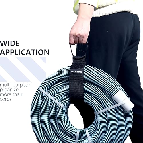 Miniatura 7 de 2 piezas de soporte de almacenamiento de cables de alta resistencia con gancho y bucle, correa organizadora de manguera con asa de transporte para
