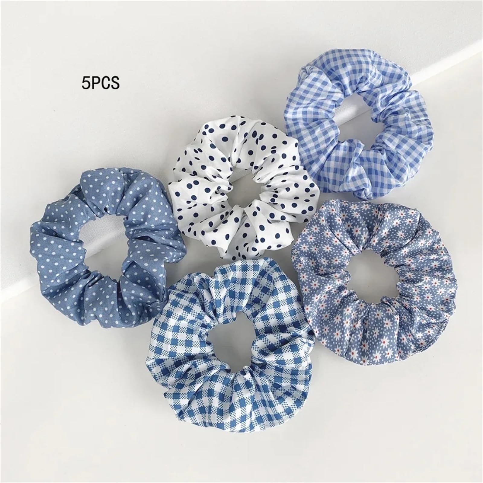 Coletero de tela 5 piezas de coleteros tela lindos y elegantes con lunares | Estampados de flores Dulces Cintas for el cabello con puntos florales Estilo académico for edades(45pcs)