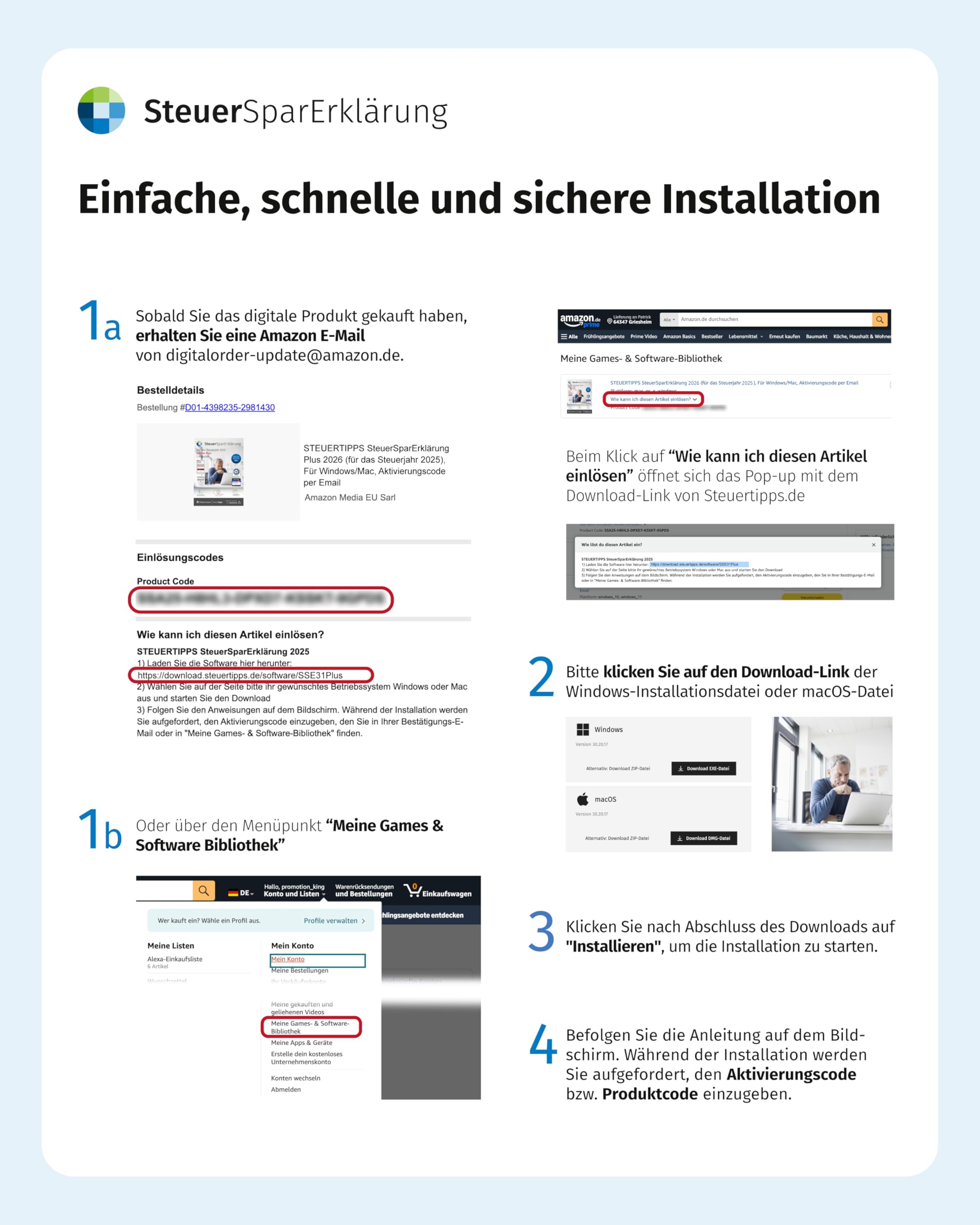 SteuerSparErklärung Plus 2026 I Steuererklärung für das Steuerjahr 2025 mit ELSTER & Datenimport | Inkl. 5 Abgaben & digitaler Steuer-KI Alma | Für Windows & Mac I Aktivierungscode per Email