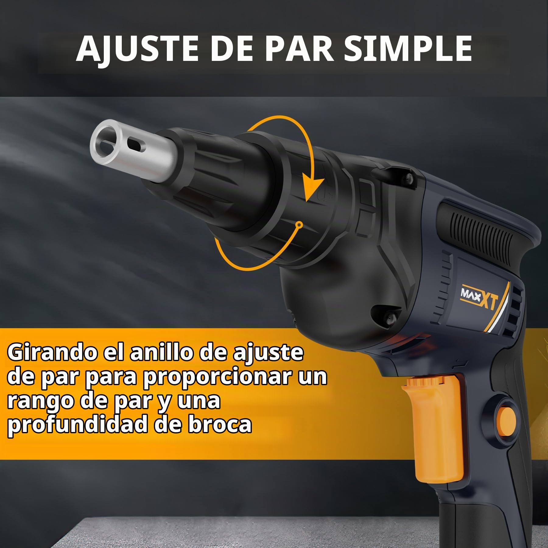 Tornillo destornillador Drywall sin Escobillas inalámbrico，4200 RPM con Baterías, Cargador, Ajustable hacia Adelante y Atrás Luz LED Incorporada para