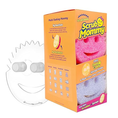 Scrub Mommy Kitchen Sponges (6) + Daddy Caddy Sponge Holder