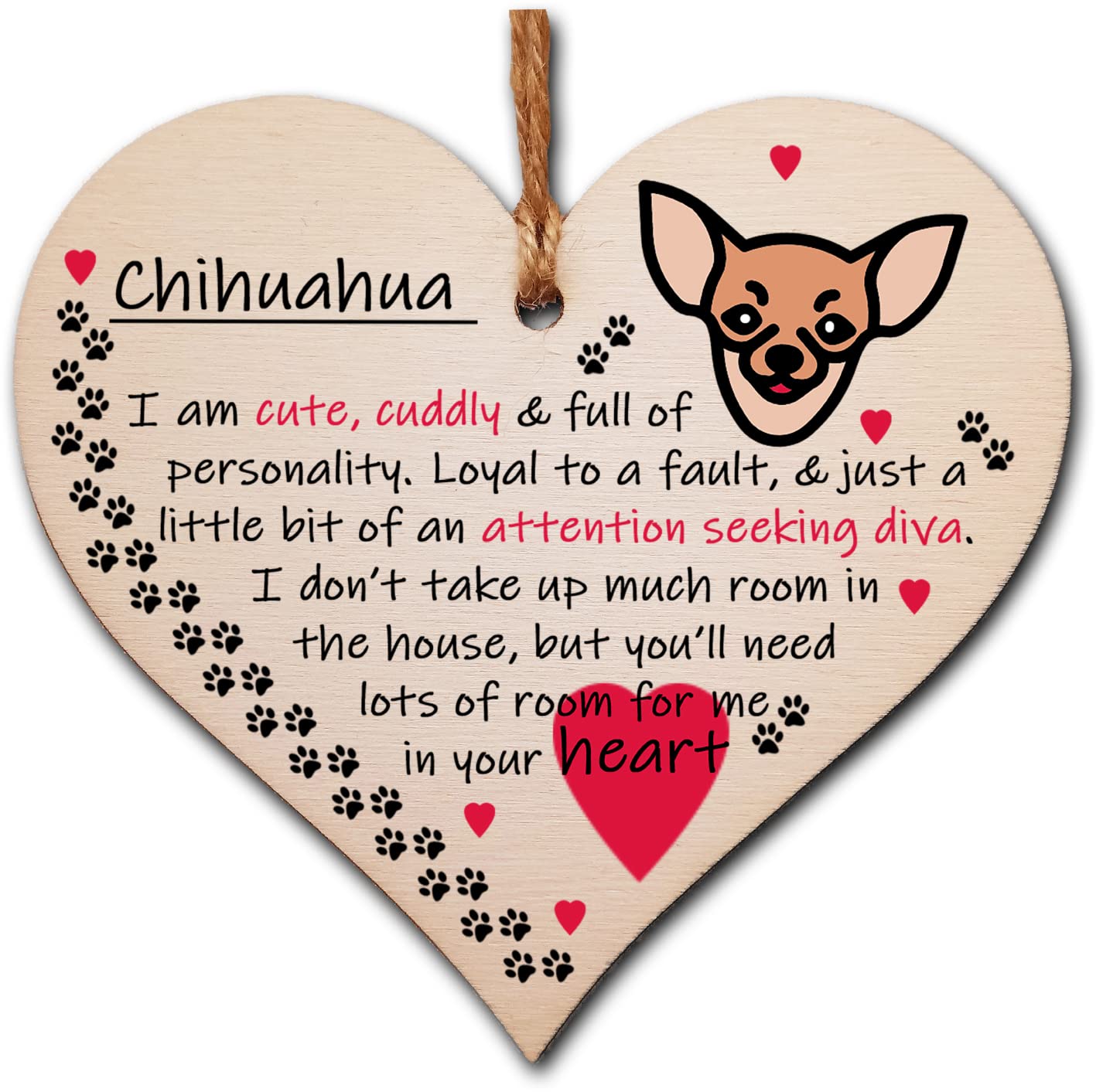 Gift In Can Handmade Wooden Hanging Heart Plaque Gift Perfect For Dog Lovers Pet Keepsake Novelty Decoration