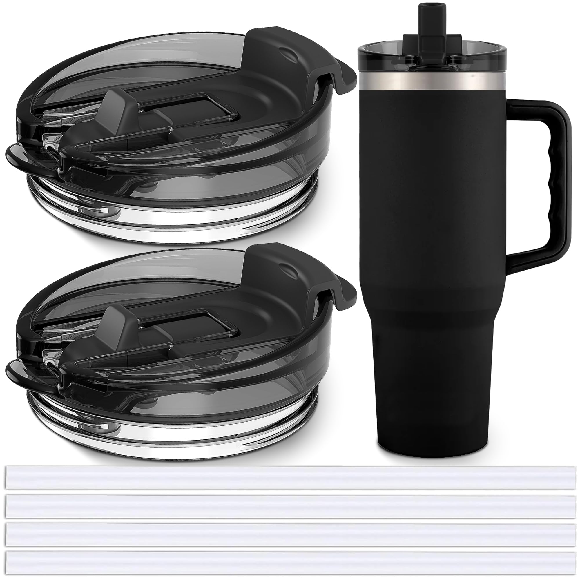 Jmoe USA 40 oz Replacement Lid For Yukon Fit Forty Tumbler With Handle | 2 in 1 Straw Lid | Made of BPA Free Tritan Plastic | 100% Leakproof Design | Dishwasher Safe (2-Pack)