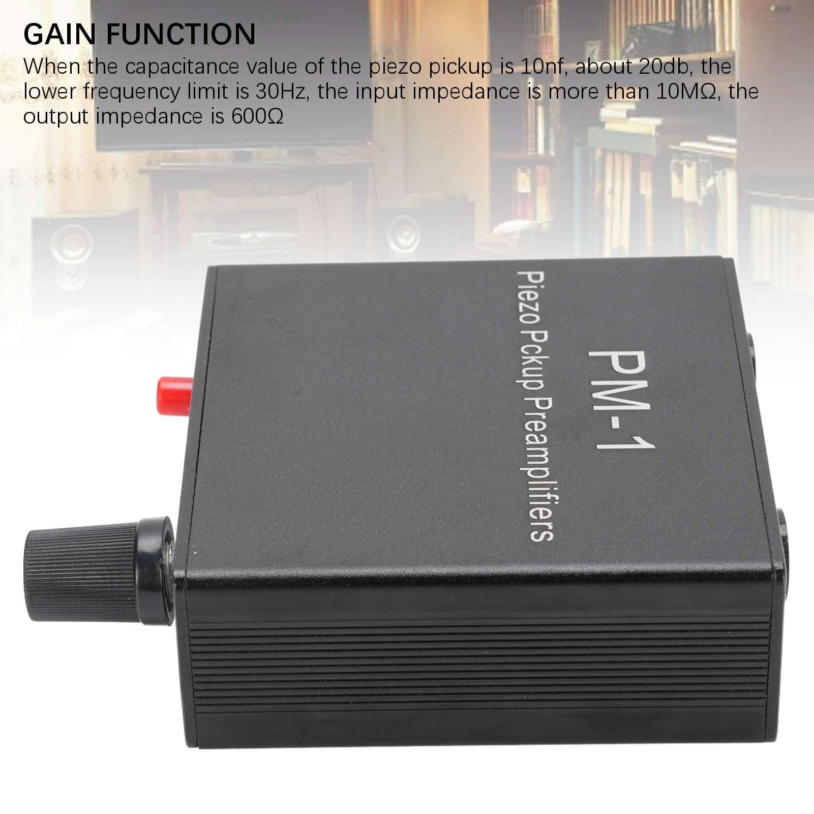 Elprico Préampli Guitare Acoustique, Préamplificateur Piézo pour Guitare, Violon, ukulélé avec Limite Basse Fréquence pour Instrument à Cordes, Batterie 300 MAh, Autonomie 10 H