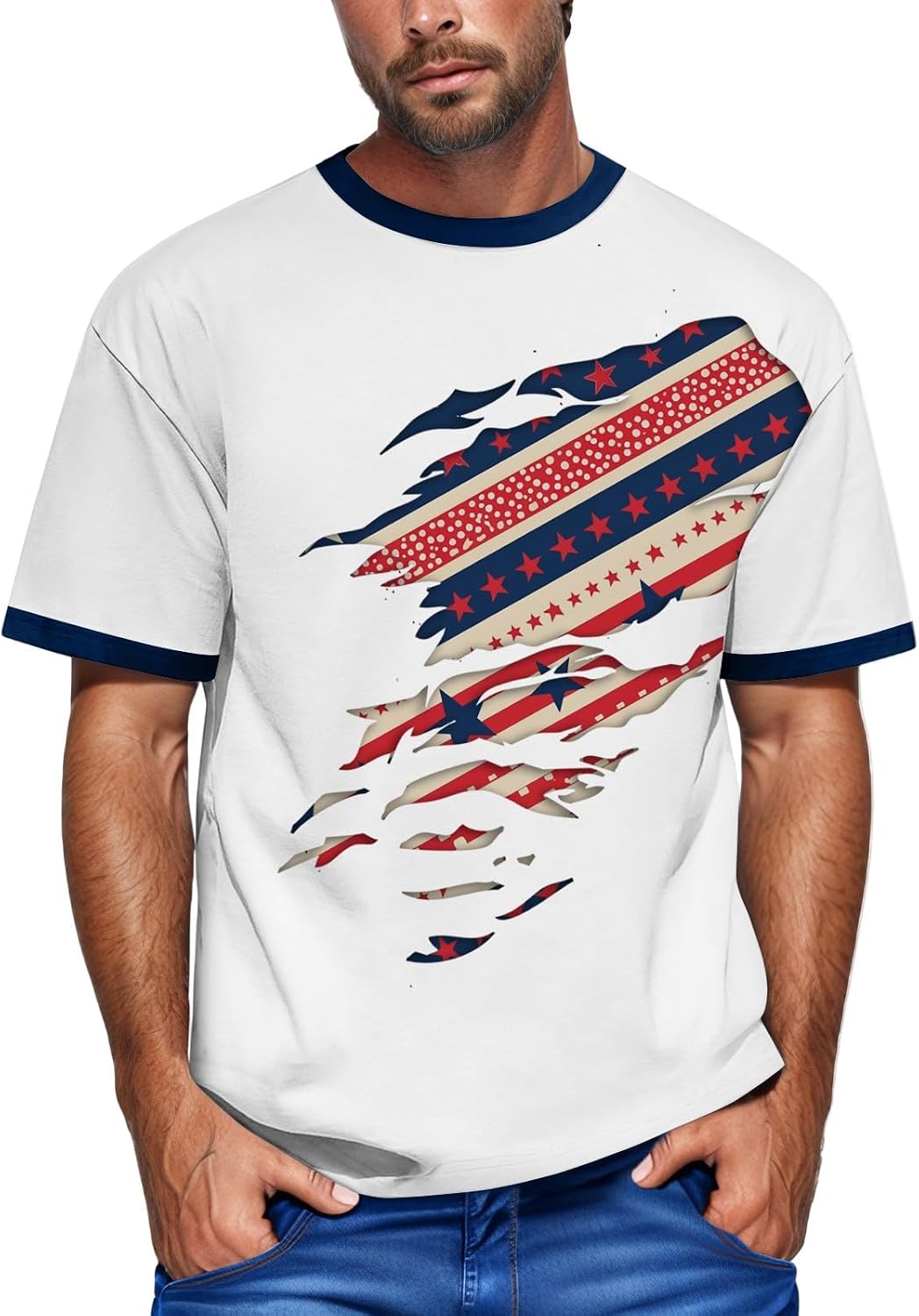 Men's 4Th of July Shirts, 250th Anniversary America Shirt, Short Sleeve Crew Neck Independence Day Shirts, S-2XL