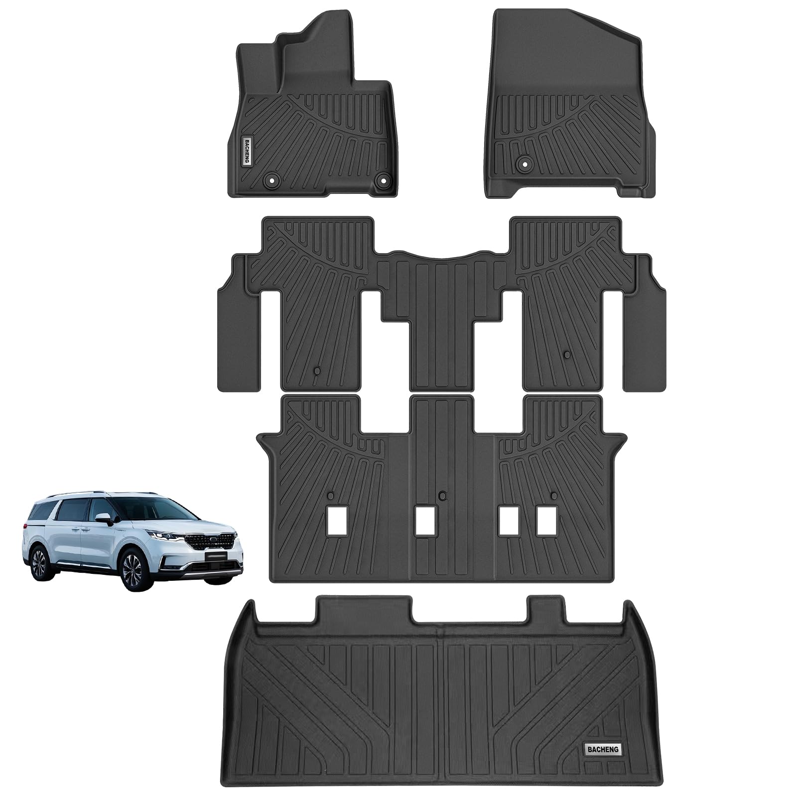 BACHENG TPE Floor Mats (2025 Kia Carnival Hybrid, 8-Seat)