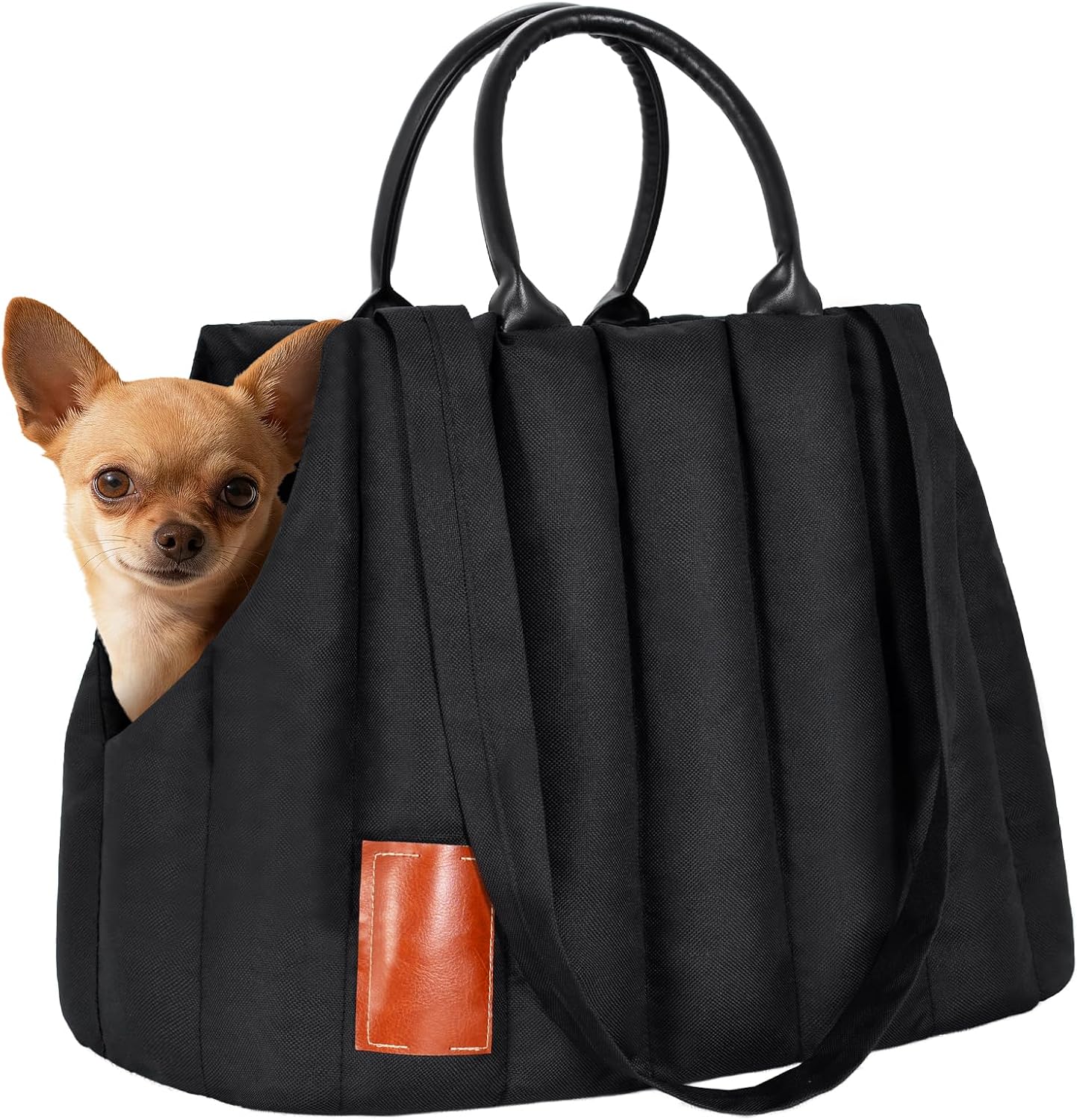 Pet Purse Carrier Tote Bag Stylish Soft-Sided Dog Travel Bag | Small Dogs and Cats Up to 15 lbs, Shoulder Puppy Carrier with Safety Leash