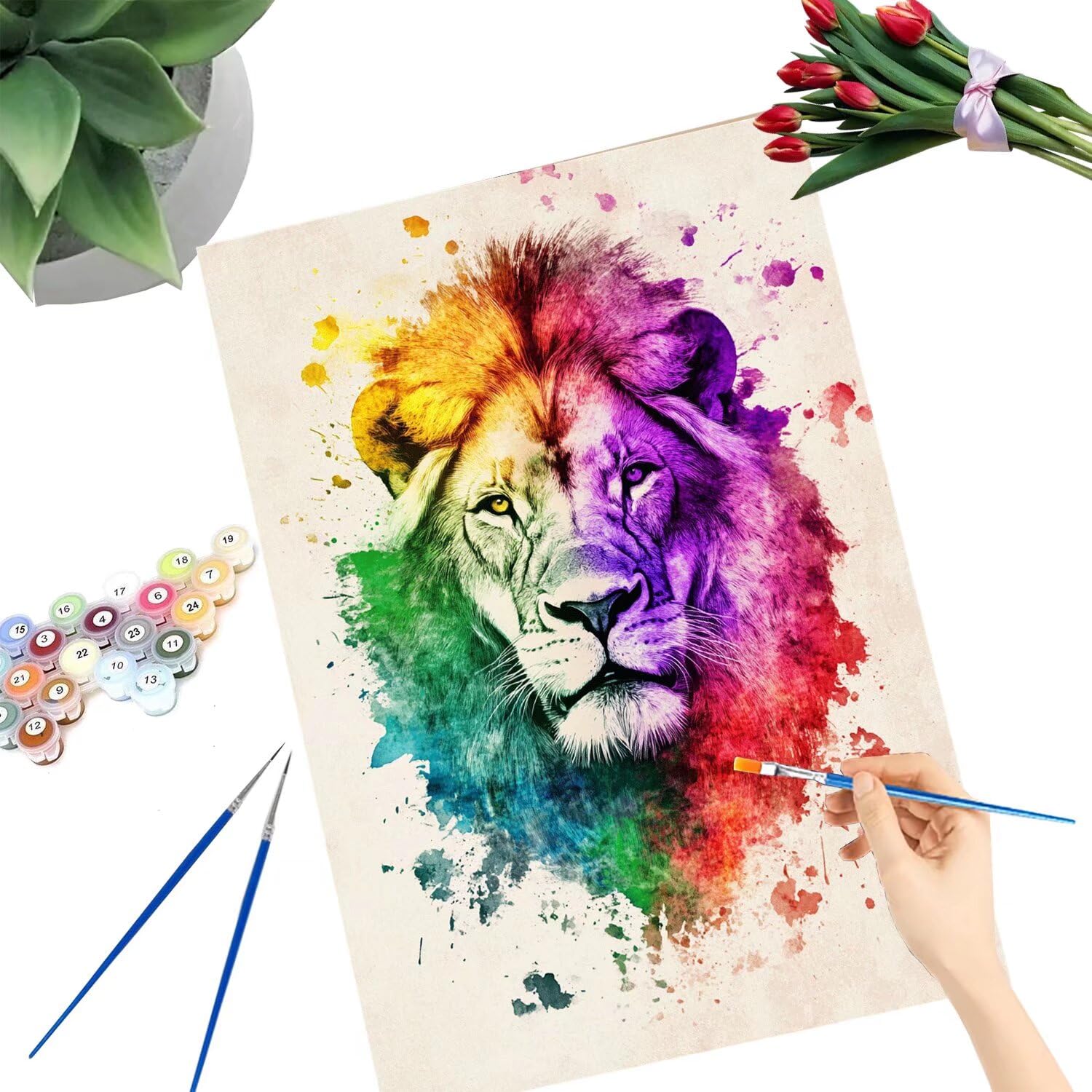 Pintar por Numeros Adultos pintar por numeros niños manualidades niños 10 años, DIY Pintar por Números de Pincel y Pintura acrílica Decoraciones para el Hogar Manualidades, sin Marco 60x80cm C-164
