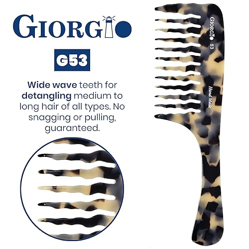 Miniatura 4 de Giorgio G53 - Peine de dientes anchos para desenredante de cabello rizado, peines de dientes anchos para mujeres con cabello grueso, peine de