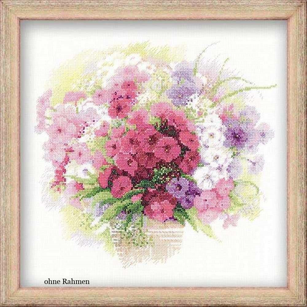 RIOLIS 1069 - Watercolor Phlox - Counted Cross Stitch Kit 11.75" x 11.75" Zweigart 14ct. White AIDA 23 Colors
