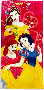 KOMARKIDS Princess Girls Elegant and Graceful Snow White Cinderella and Rapunzel Purple Towel
