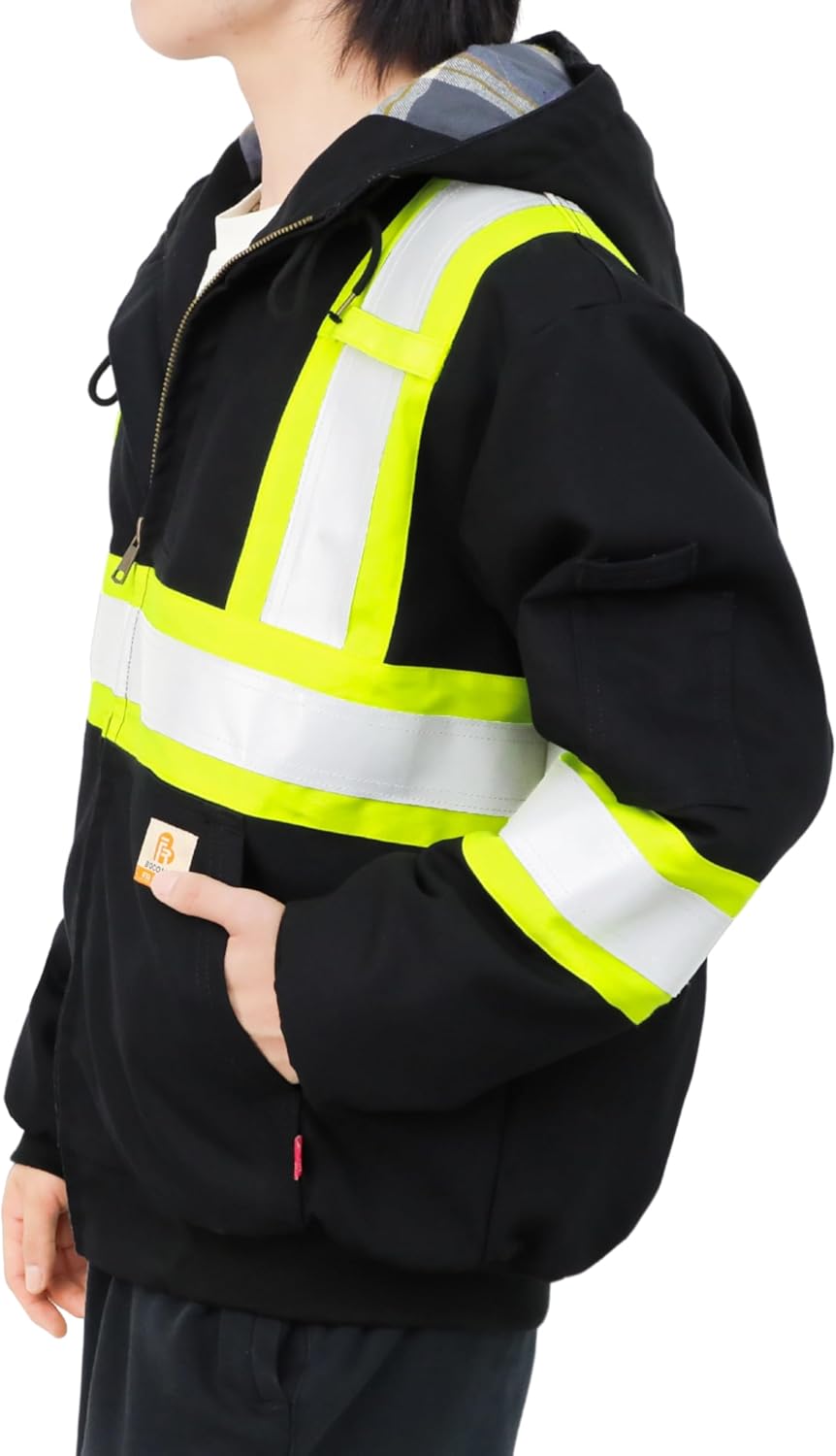 BOCOMAL FR Jackets Insulated Hi Vis Flame Resistant Heavyweight Hooded Coat Outwear Water Repellent Stain Resistant CAT4 - Image 6