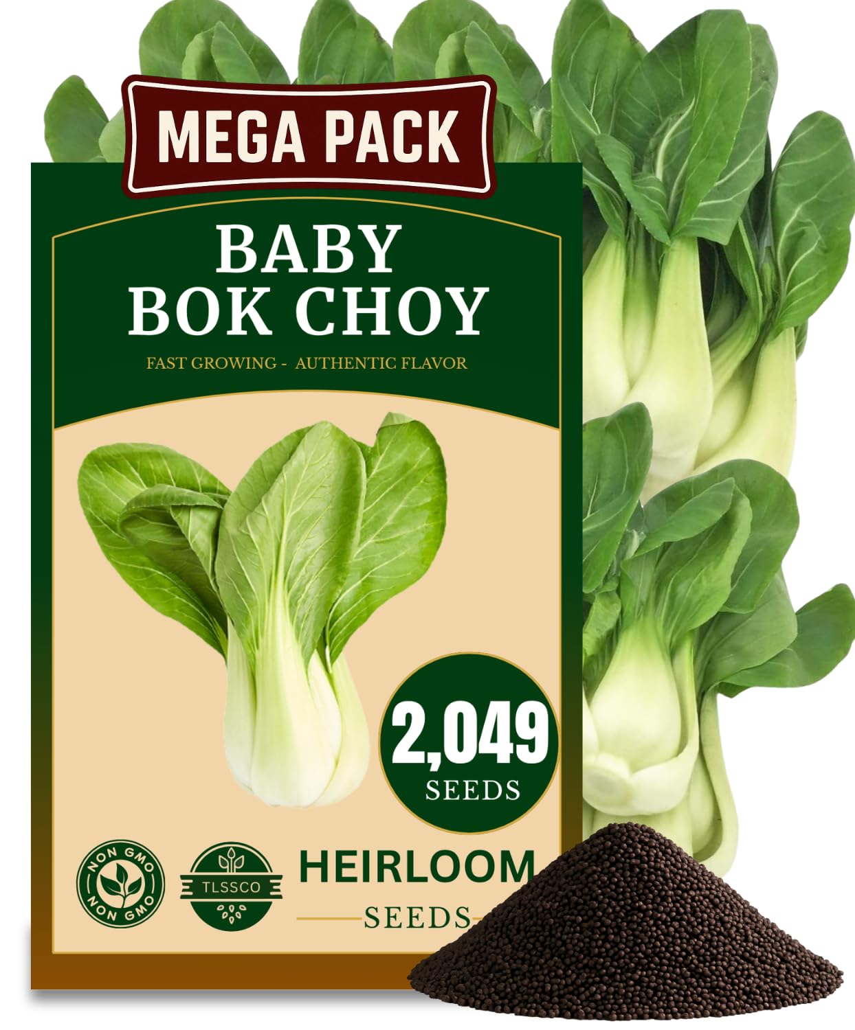 2000+ 𝗨𝗦𝗔 𝗣𝗥𝗘𝗠𝗜𝗨𝗠 Baby Bok Choy Seeds for Planting, 𝗡𝗢𝗡-𝗚𝗠𝗢 Seeds – Easy to Grow, Low Maintainance, Authentic Flavor – High-Yielding, Heirloom