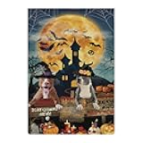 Halloween Pitbull Flag, House Peace Garden Flag Vertical Double-Sided Fall Yard 12.5''x18.5'' Rustic Farmhouse Decorations Seasonal Banners for Patio Lawn Outdoor Decor