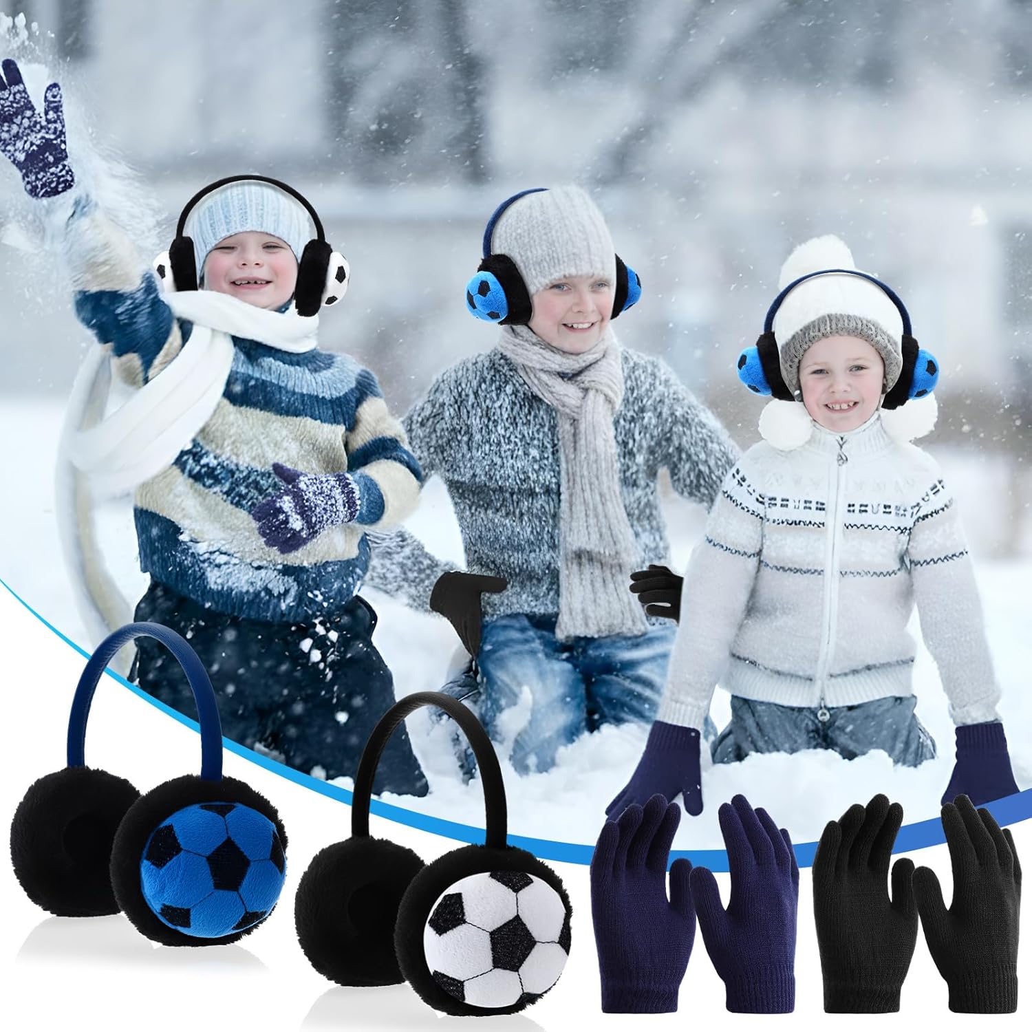 4 Pcs Warm Earmuffs and Gloves Sets Winter Soft Plush Ear Muffs for Men Women Winter Cold Weather Ear Warmer - Image 7