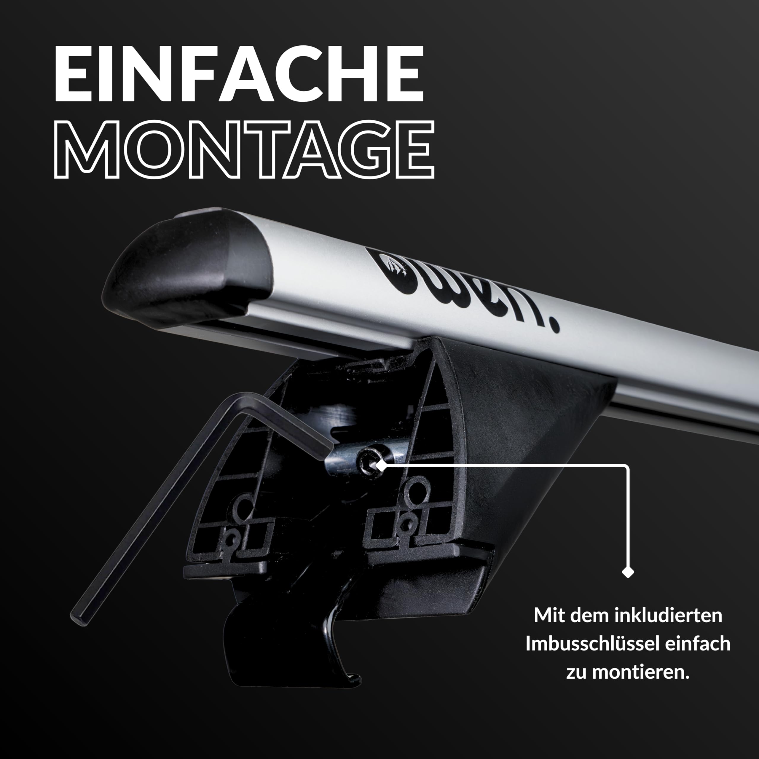 Owen 3.0 Auto Dachträger für geschlossene Reling 120cm | Alu Relingträger abschließbar aerodynamisch 90kg dynamisch | Querträger verstellbar 70-108cm | für Dachbox, Dachzelt