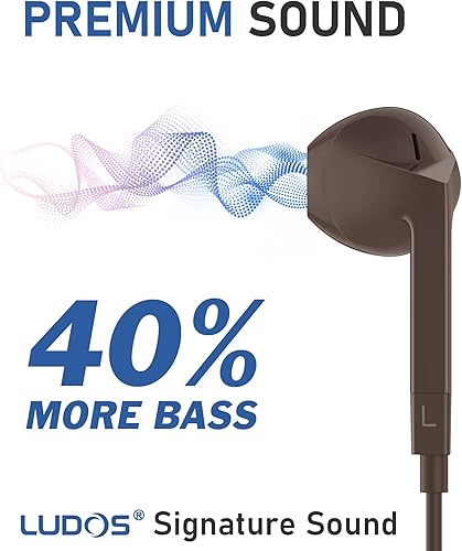 Miniatura 3 de LUDOS FEROX Auriculares con cable in-Ear, 5 años de garantía, auriculares con micrófono, cancelación de ruido con cable para conector de 3.5mm,