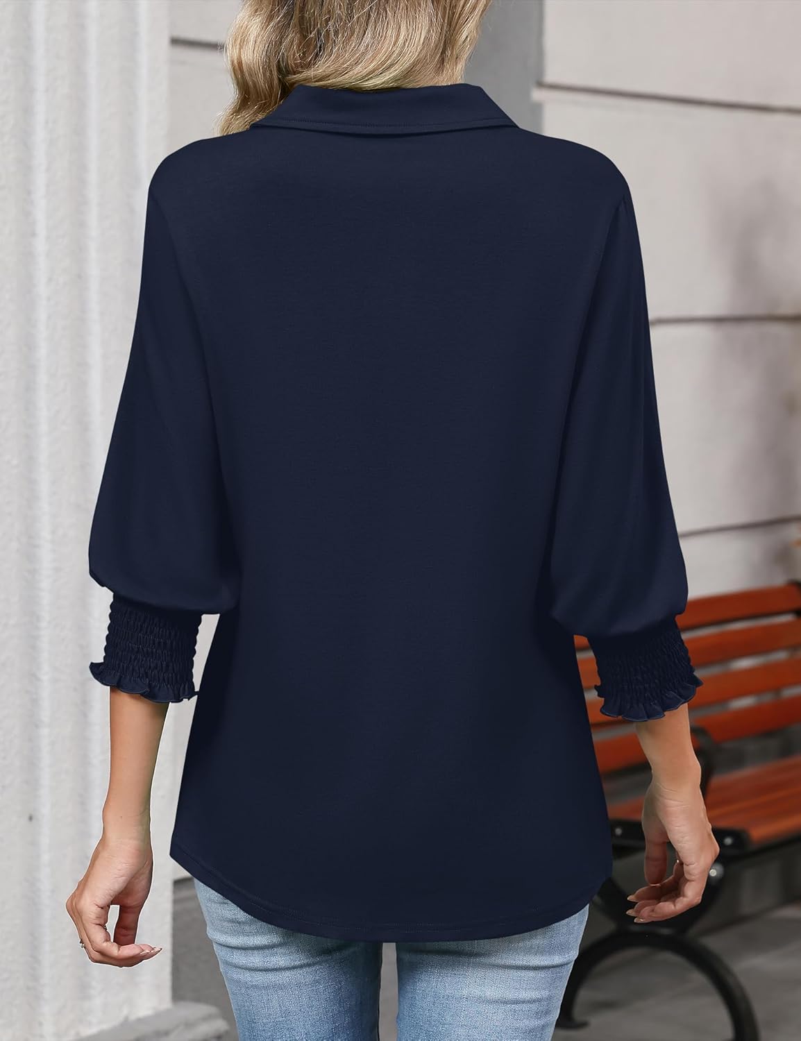 Ivicoer Womens 3/4 Length Sleeves Polo Shirts Collared Tops Business Casual Blouses Basic Tees Trendy Outfits Spring Clothes - Image 6