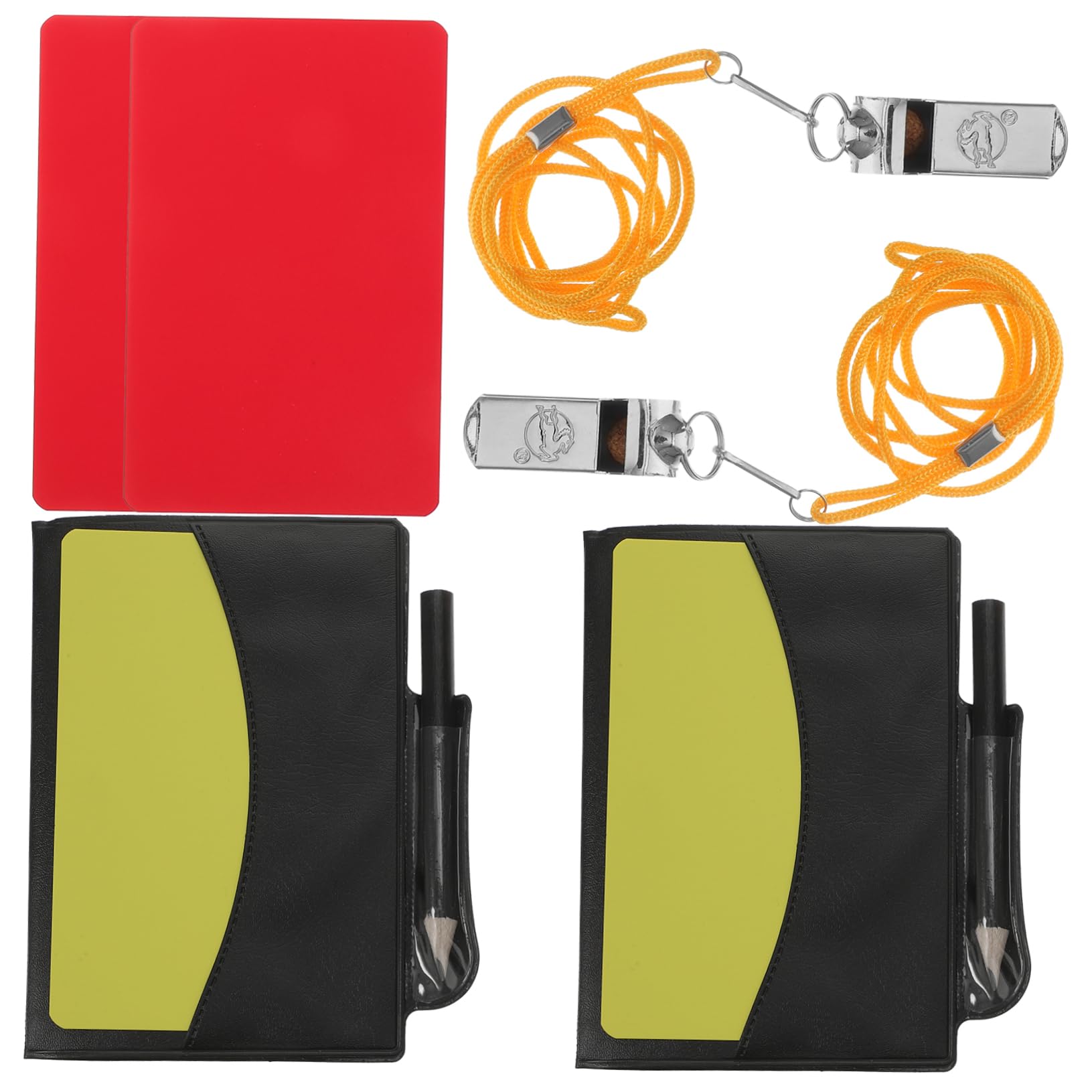 Kisangel 3 Juegos Árbitro Tarjeta y Amarilla Silbato De Entrenador De Metal Libretas De Puntuación Del Árbitro Silbato De Fútbol Tarjetas De Futbol A Cuadros De Polivinilo