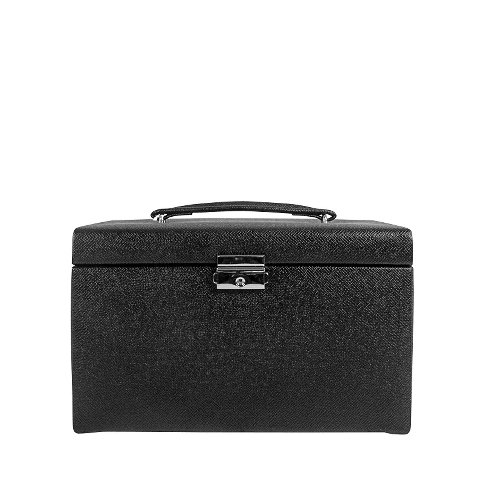 Friedrich23 23256-21 - Joyero sintético (24 x 15 x 16 cm, rectangular, con llave, con espejo, Jolie 2.0, aspecto de cicatrices, color negro)